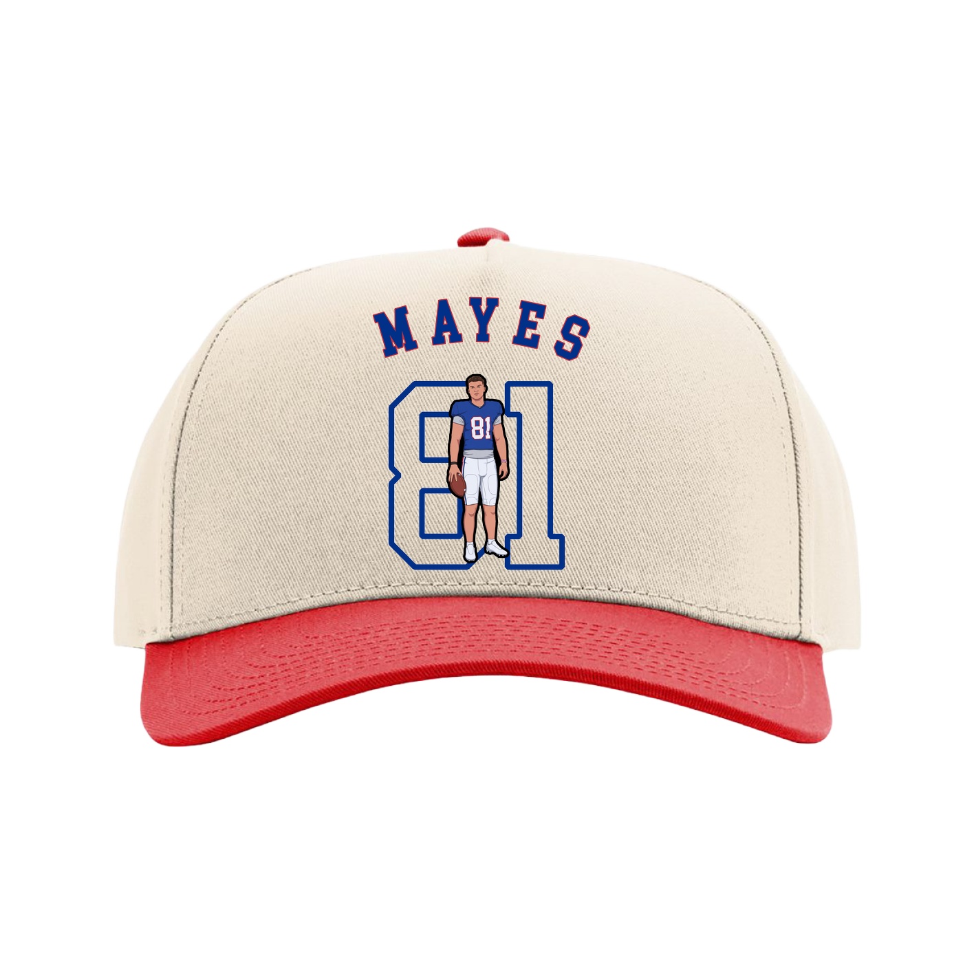 Full Fabric Five-Panel Champ Cap — Shirsey Arch in Cream/Red