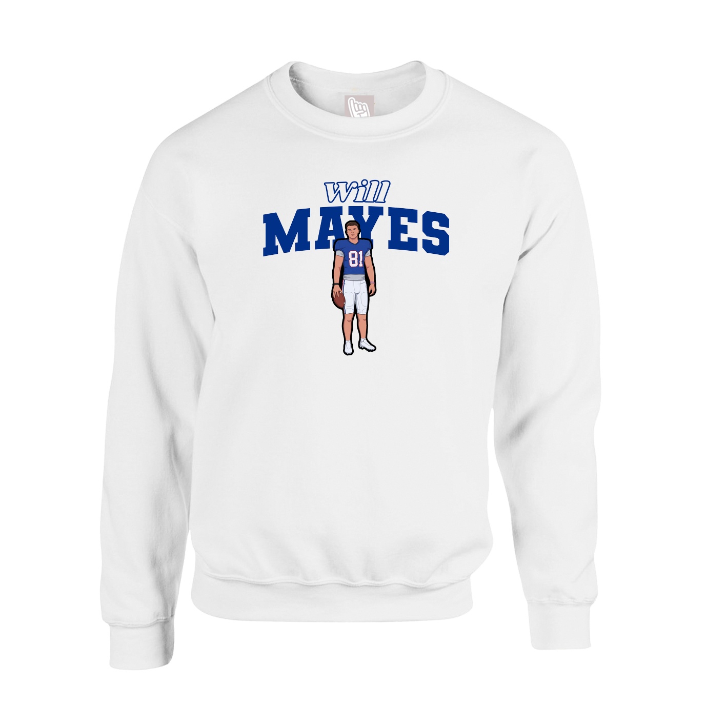 Fleece Crew — Name Arch in White