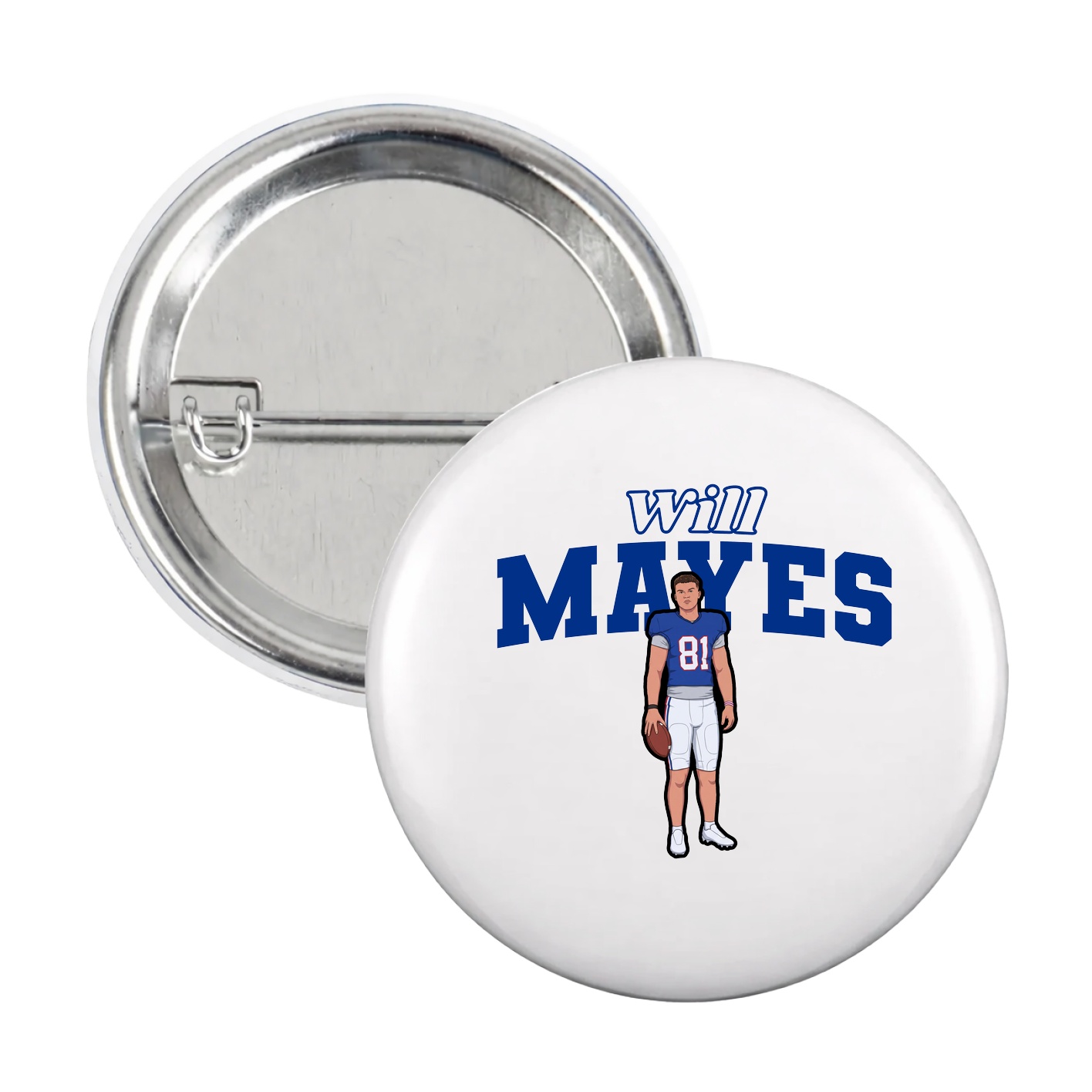 Game Day Button — Name Arch in White