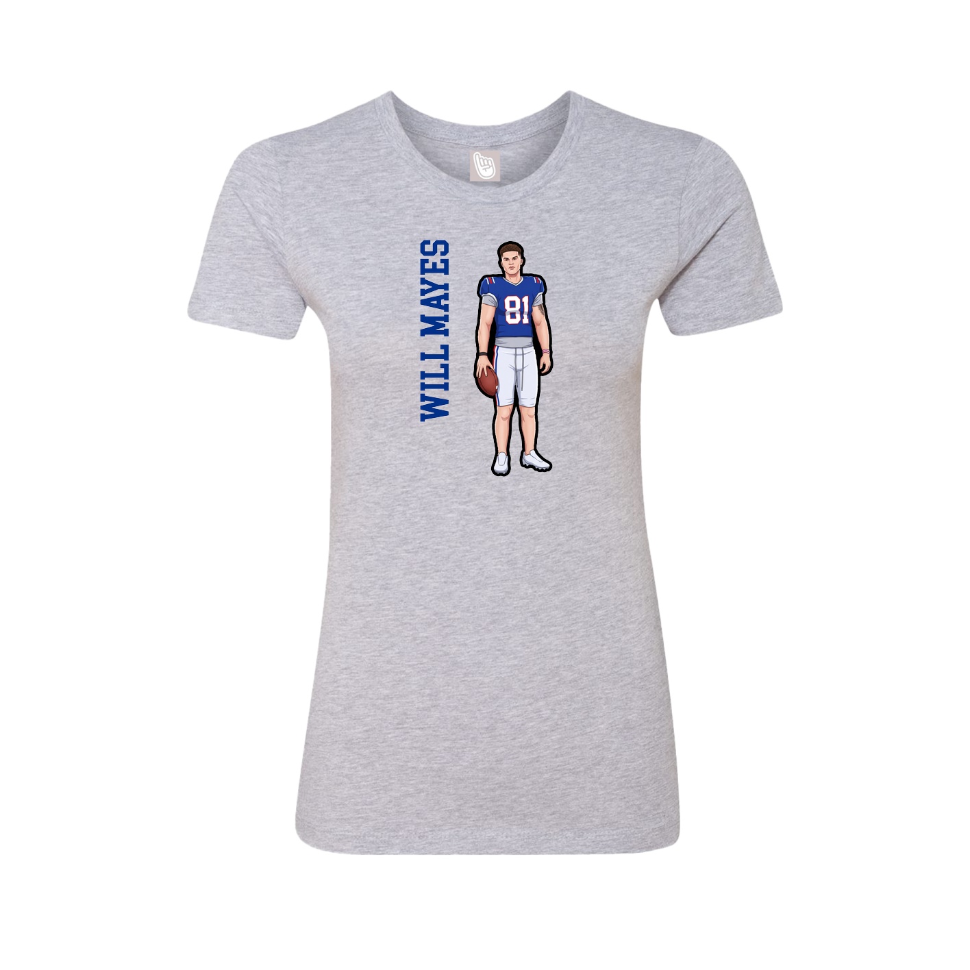 Fitted Women's Tee — Name Vertical in Grey