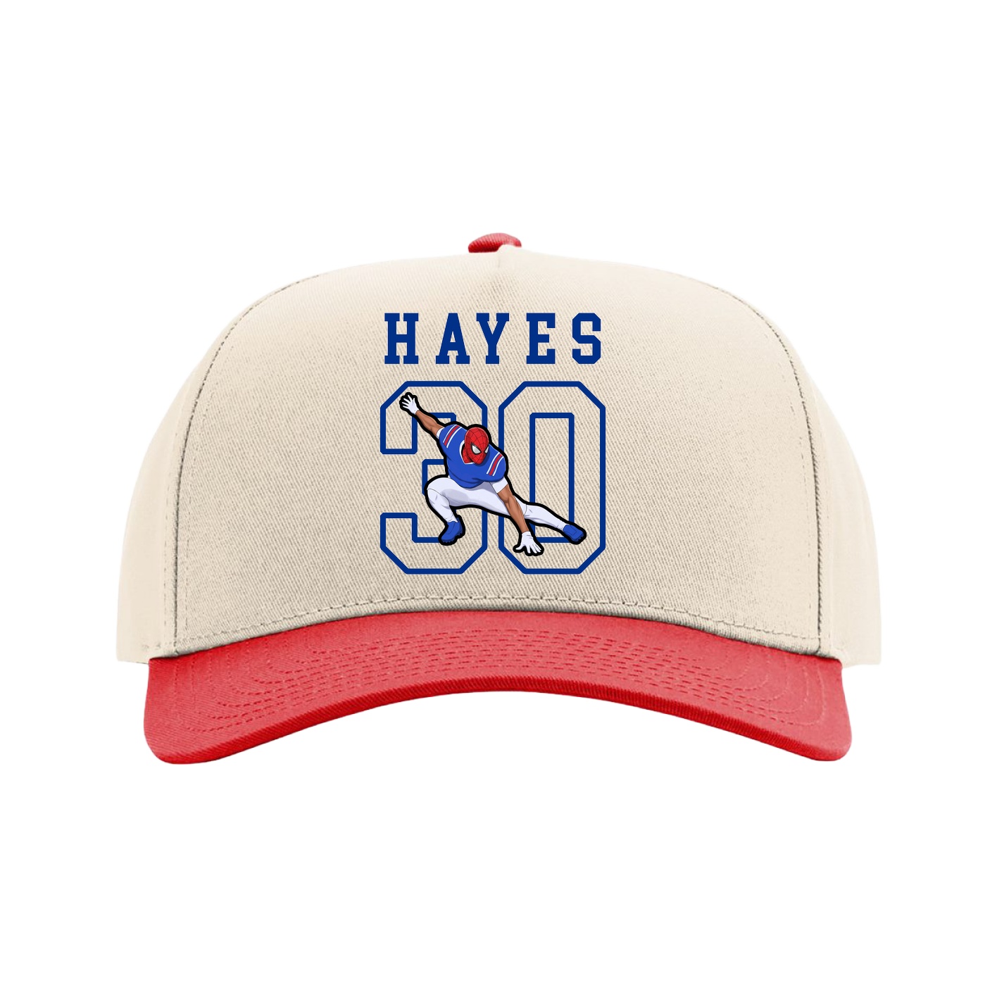Full Fabric Five-Panel Champ Cap — Shirsey in Cream/Red