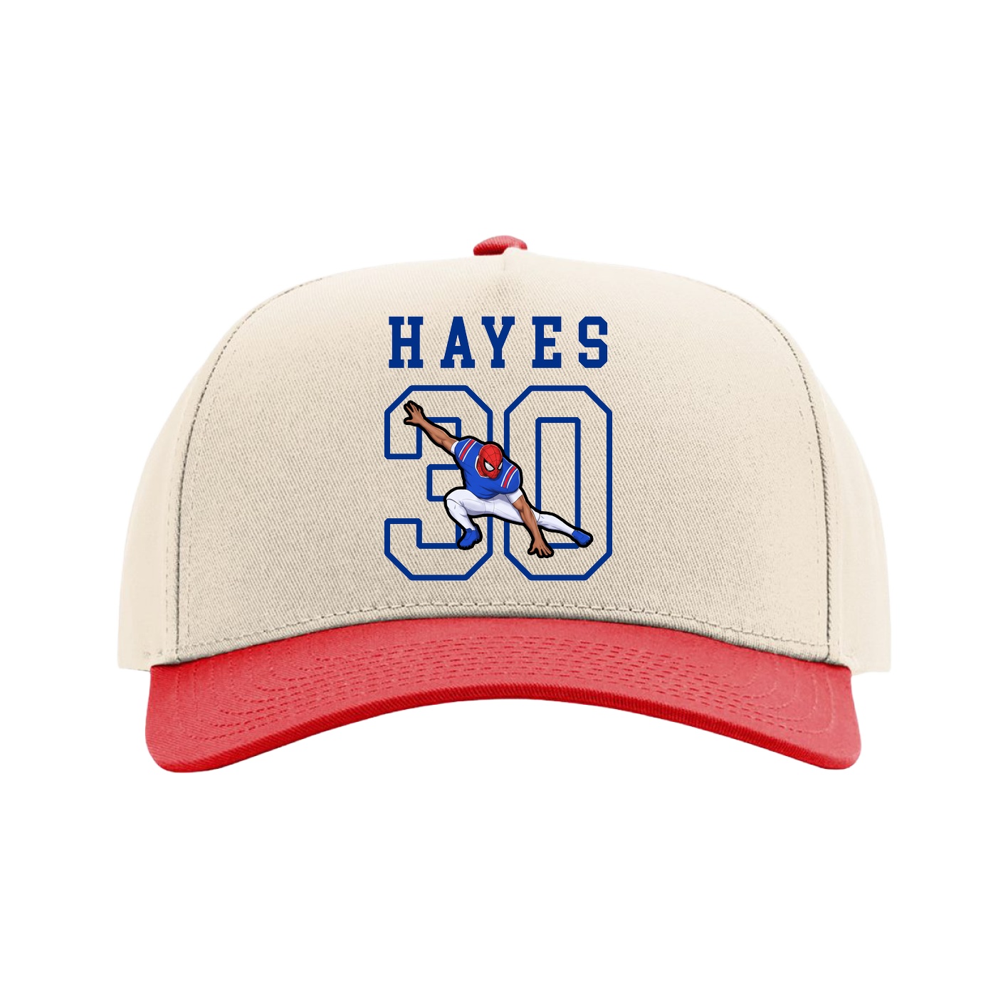 Full Fabric Five-Panel Champ Cap — Shirsey in Cream/Red