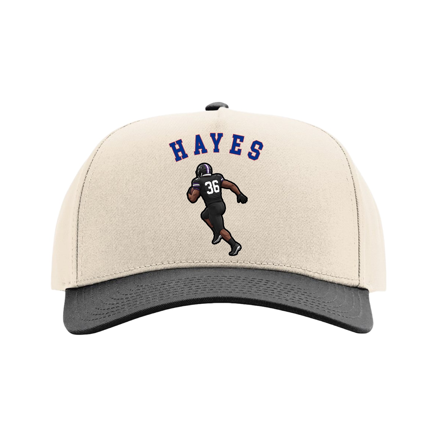 Full Fabric Five-Panel Champ Cap — Shirsey Arch in Cream/Black