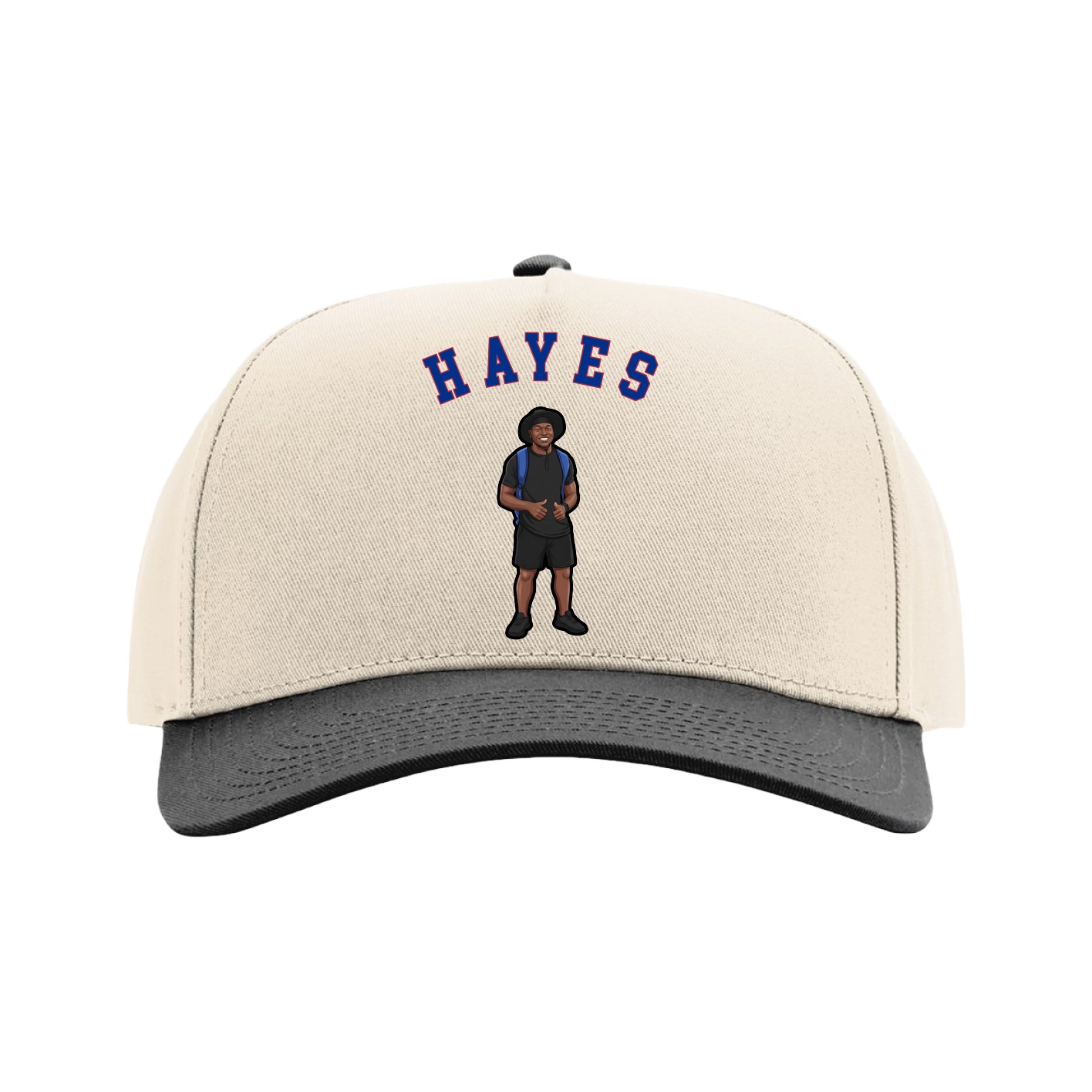 Full Fabric Five-Panel Champ Cap — Shirsey Arch in Cream/Black