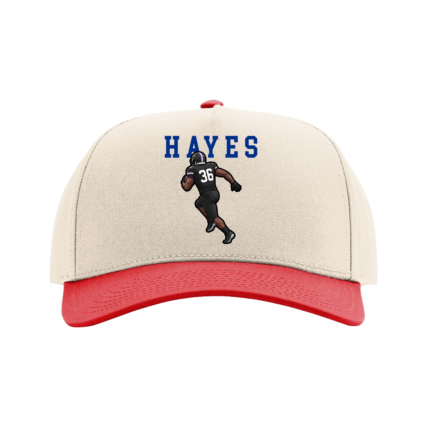 Full Fabric Five-Panel Champ Cap — Shirsey in Cream/Red
