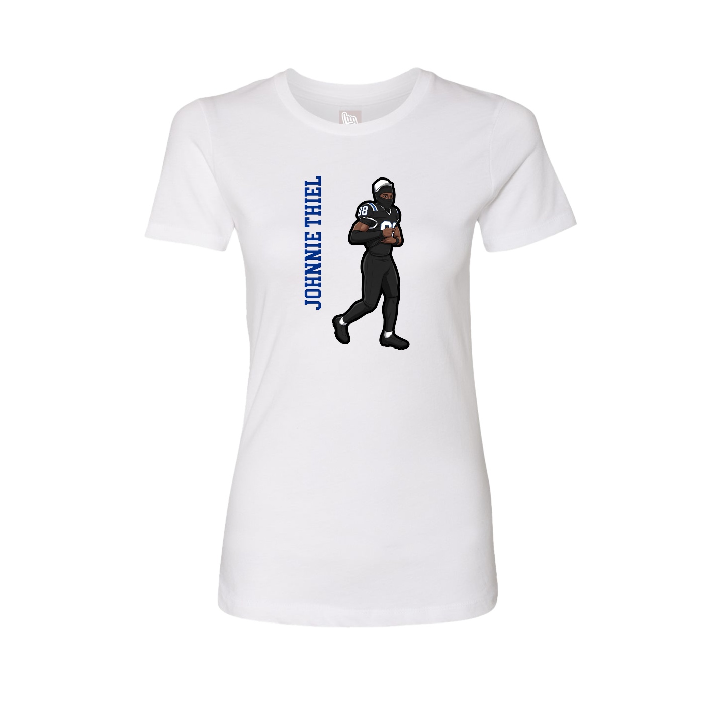 Fitted Women's Tee — Name Vertical in White