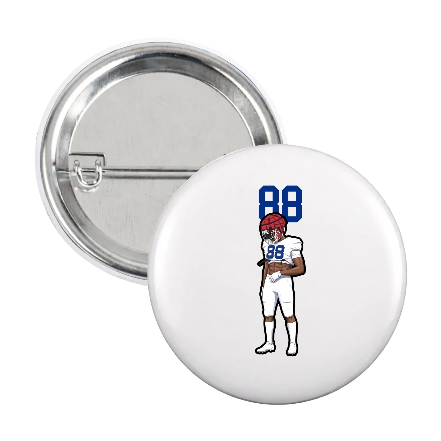 Game Day Button — Number Top in White