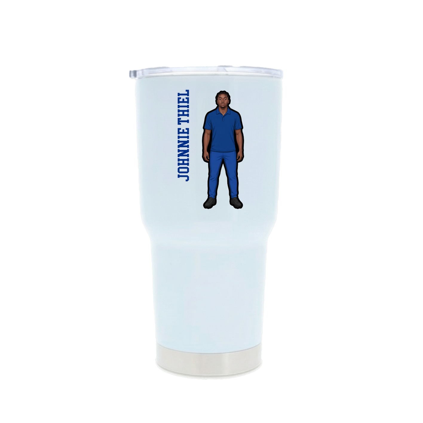 30oz Stainless Steel Tumbler — Name Vertical in White
