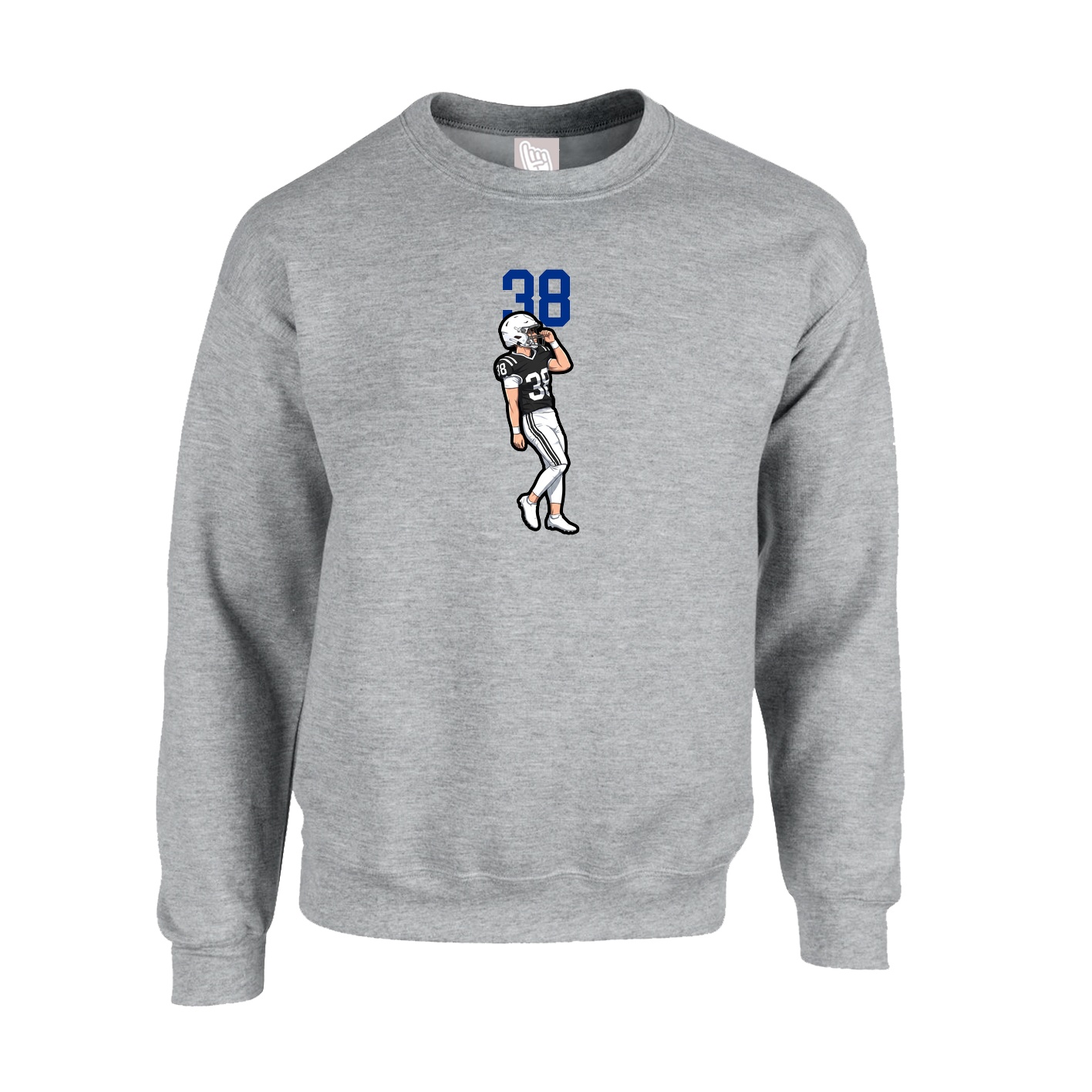 Fleece Crew — Number Top in Grey