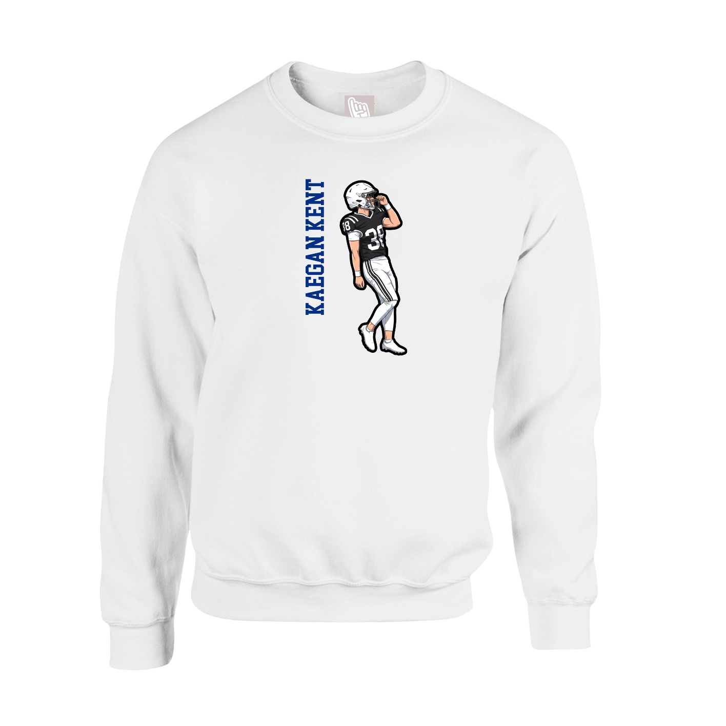 Fleece Crew — Name Vertical in White