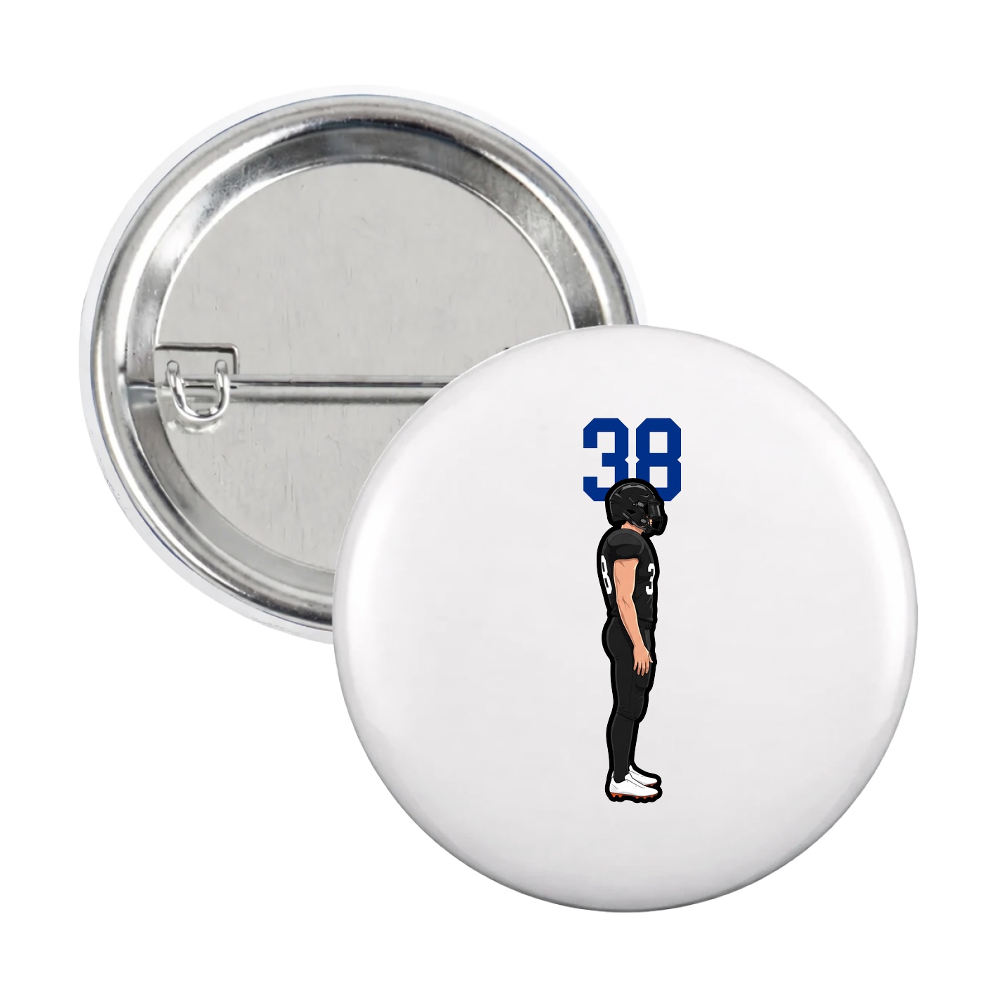 Game Day Button — Number Top in White