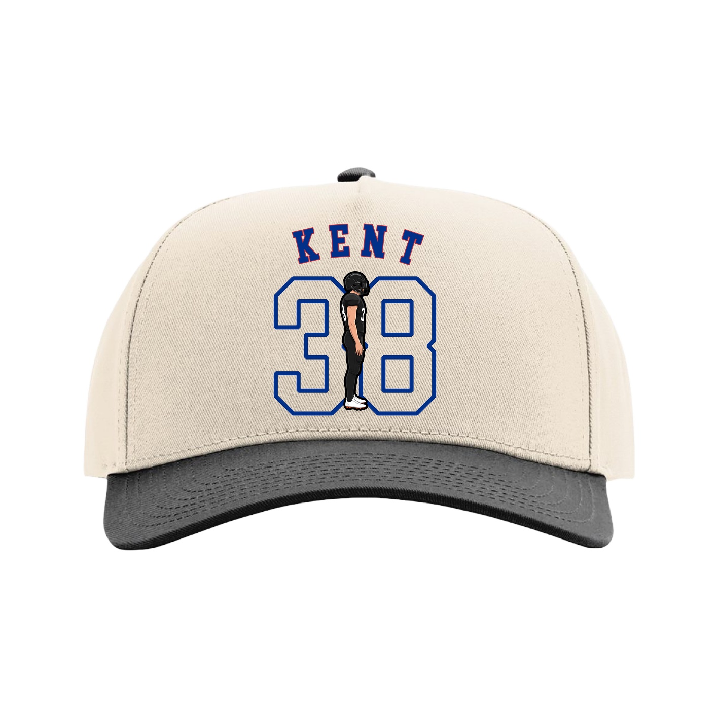 Full Fabric Five-Panel Champ Cap — Shirsey Arch in Cream/Black