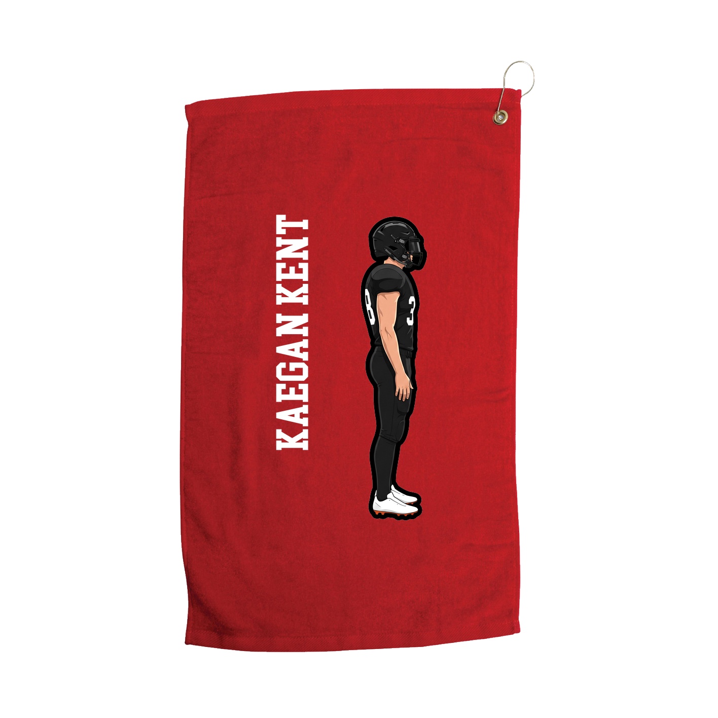 Golf Towel — Name Vertical in Red