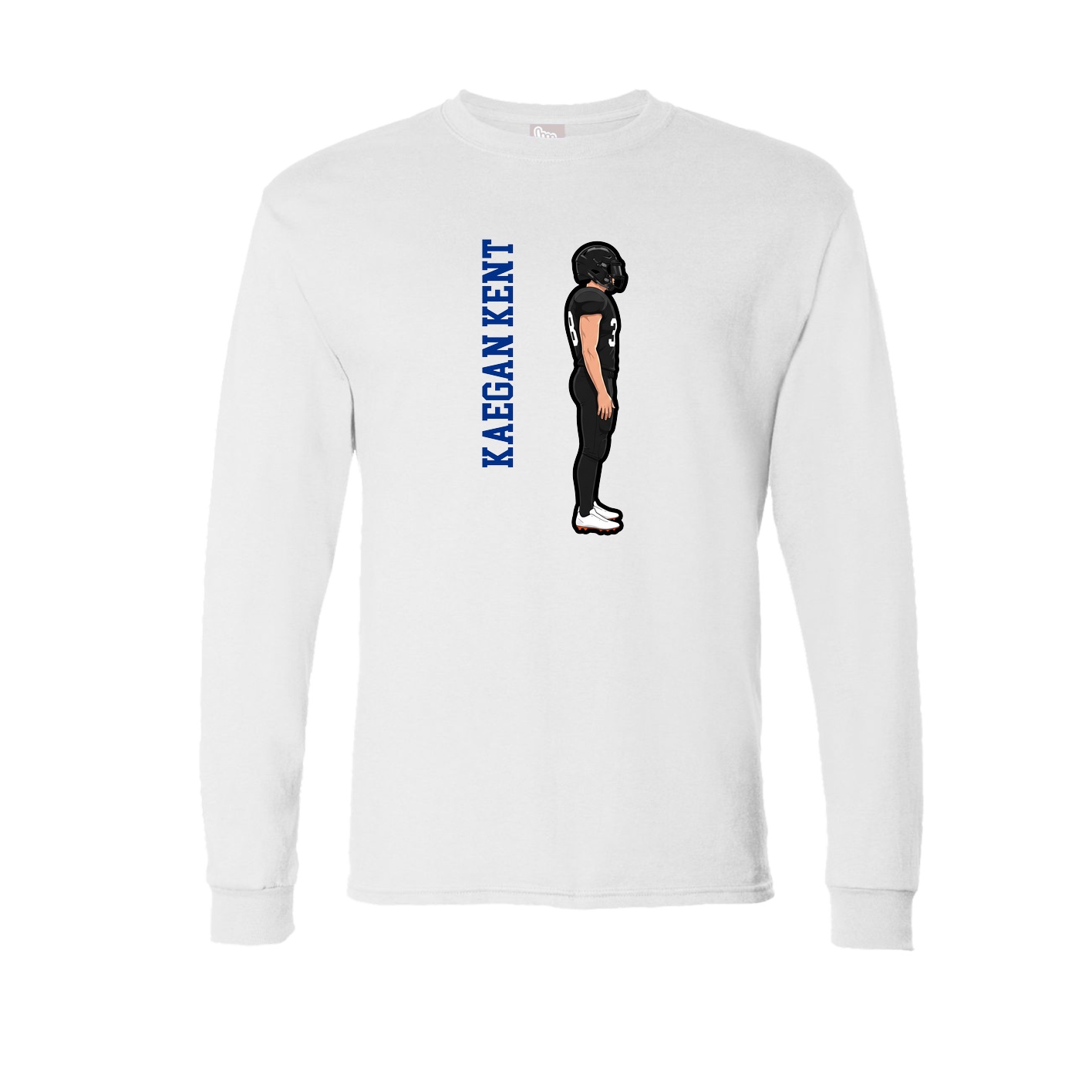 Long Sleeve Tee — Name Vertical in White