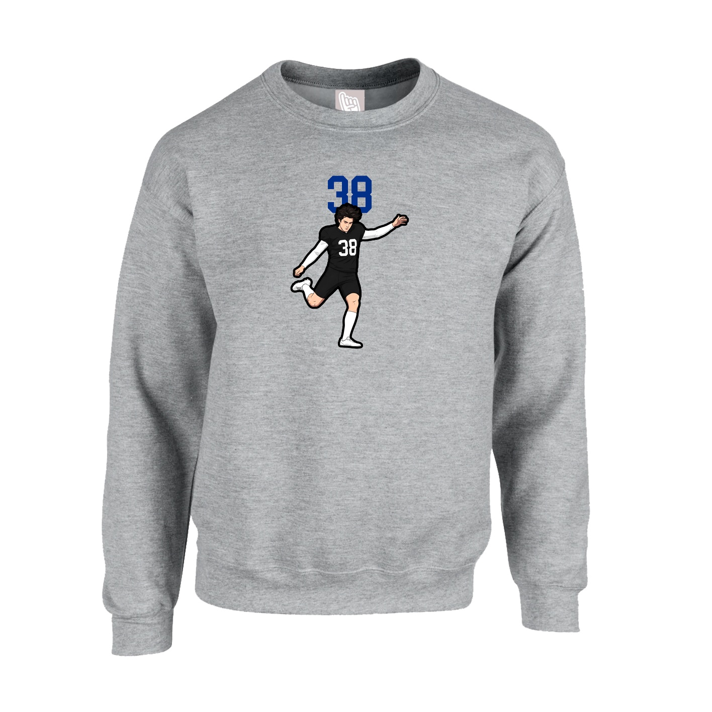 Fleece Crew — Number Top in Grey