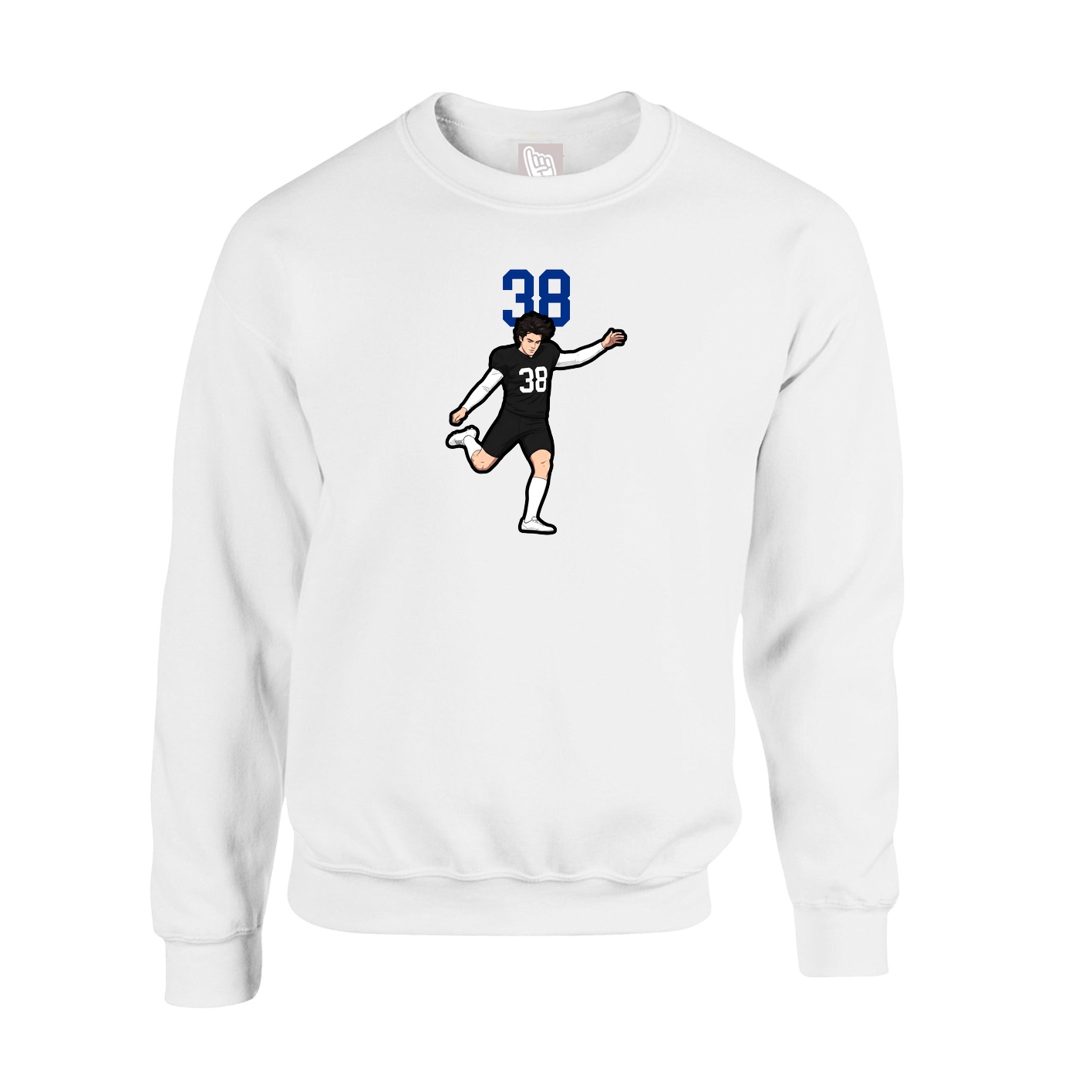 Fleece Crew — Number Top in White