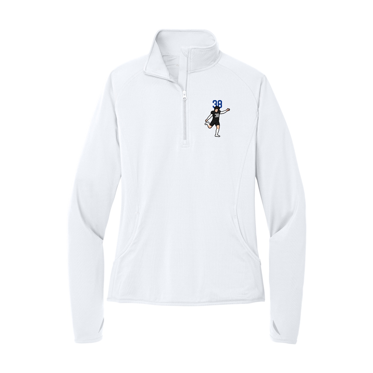 Women's Q-Zip Pullover — Number Top in White