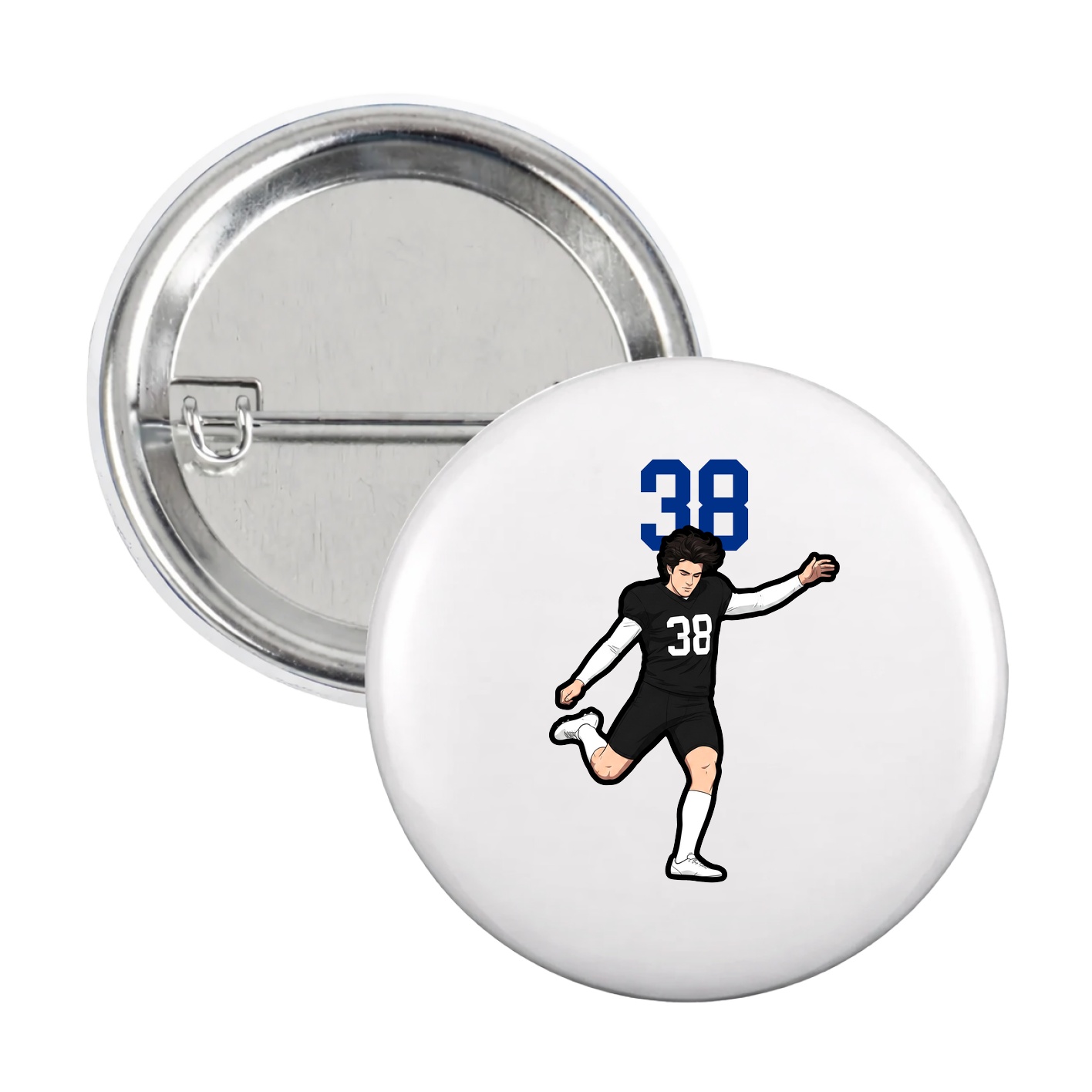 Game Day Button — Number Top in White