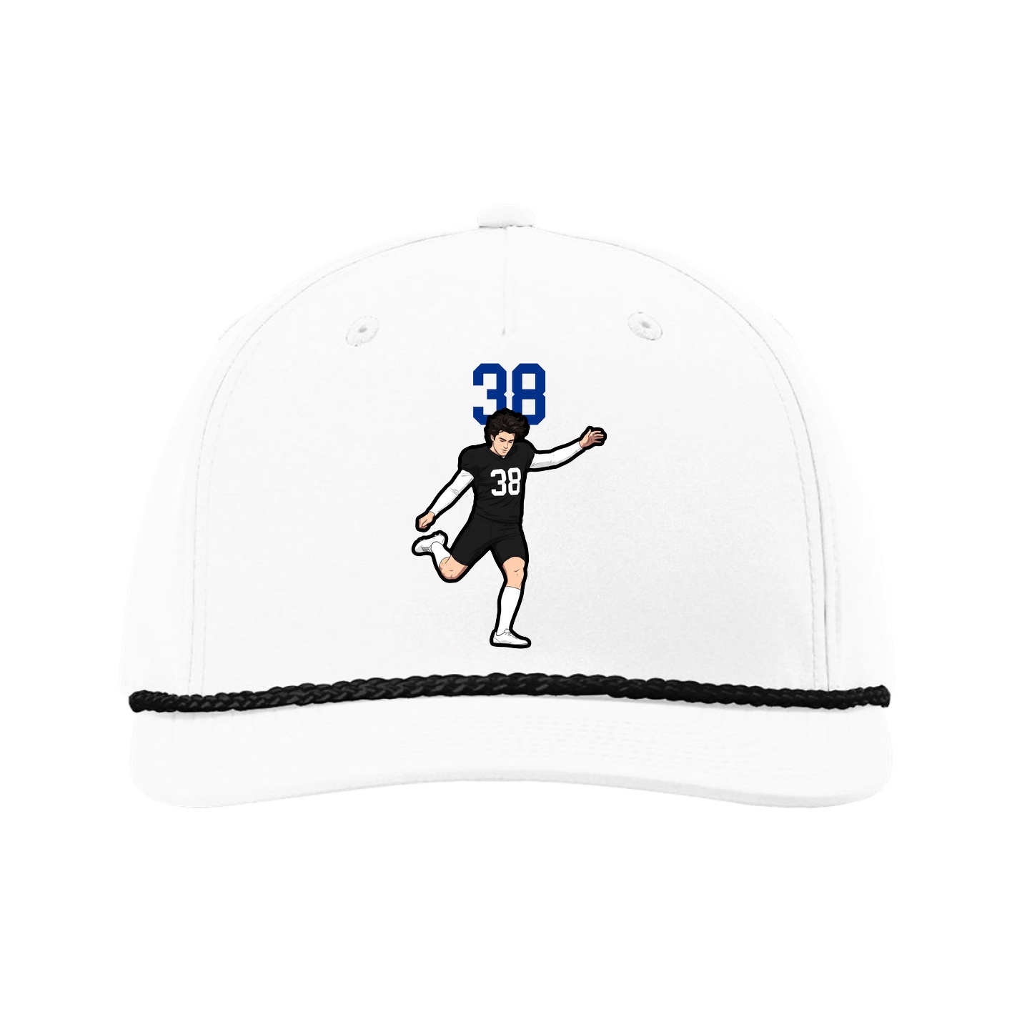Five-Panel Classic Rope Cap — Number Top in White
