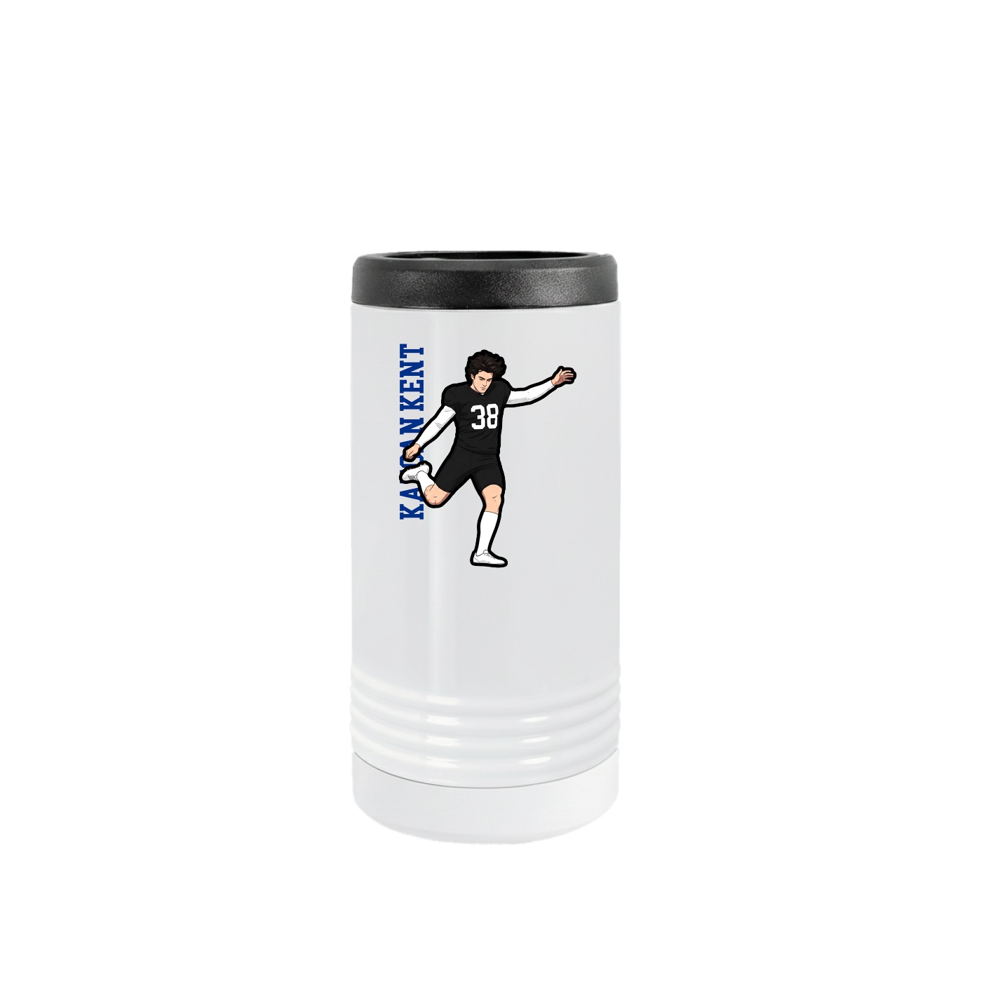 Slim Beverage Holder — Name Vertical in White