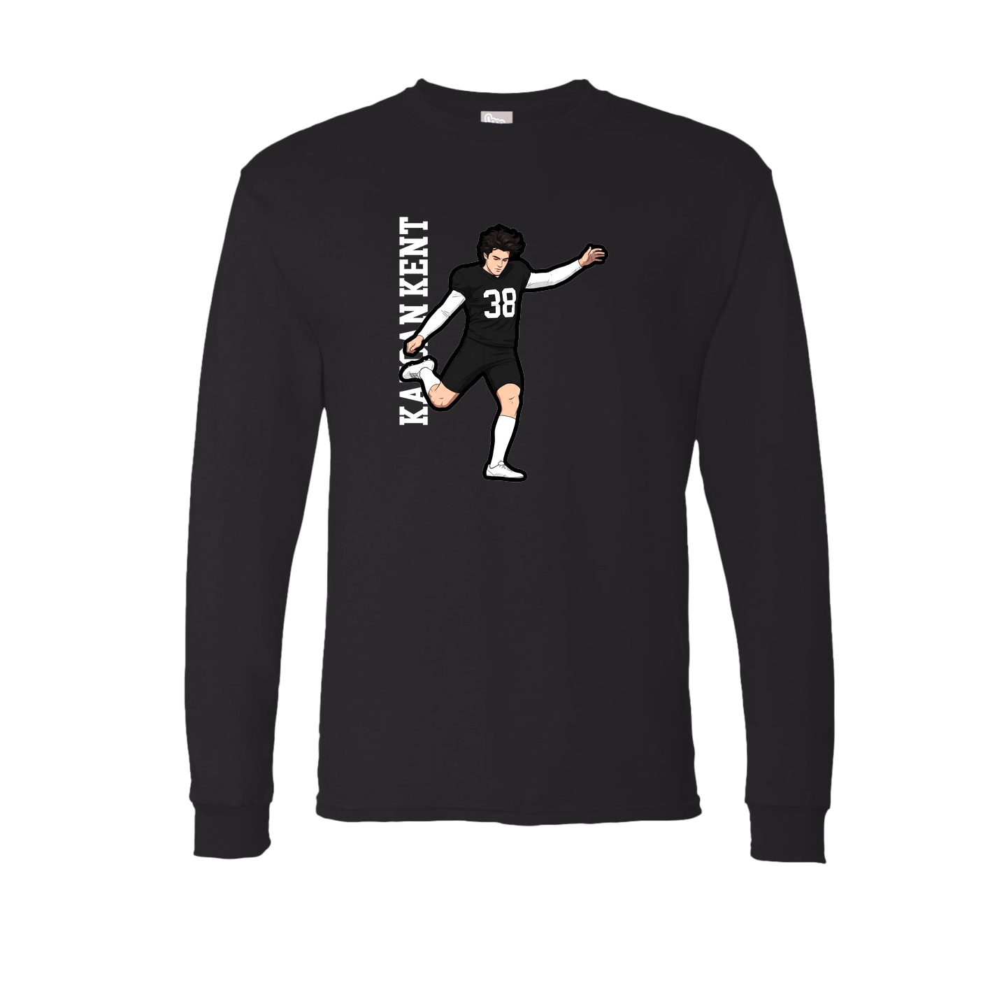 Long Sleeve Tee — Name Vertical in Black