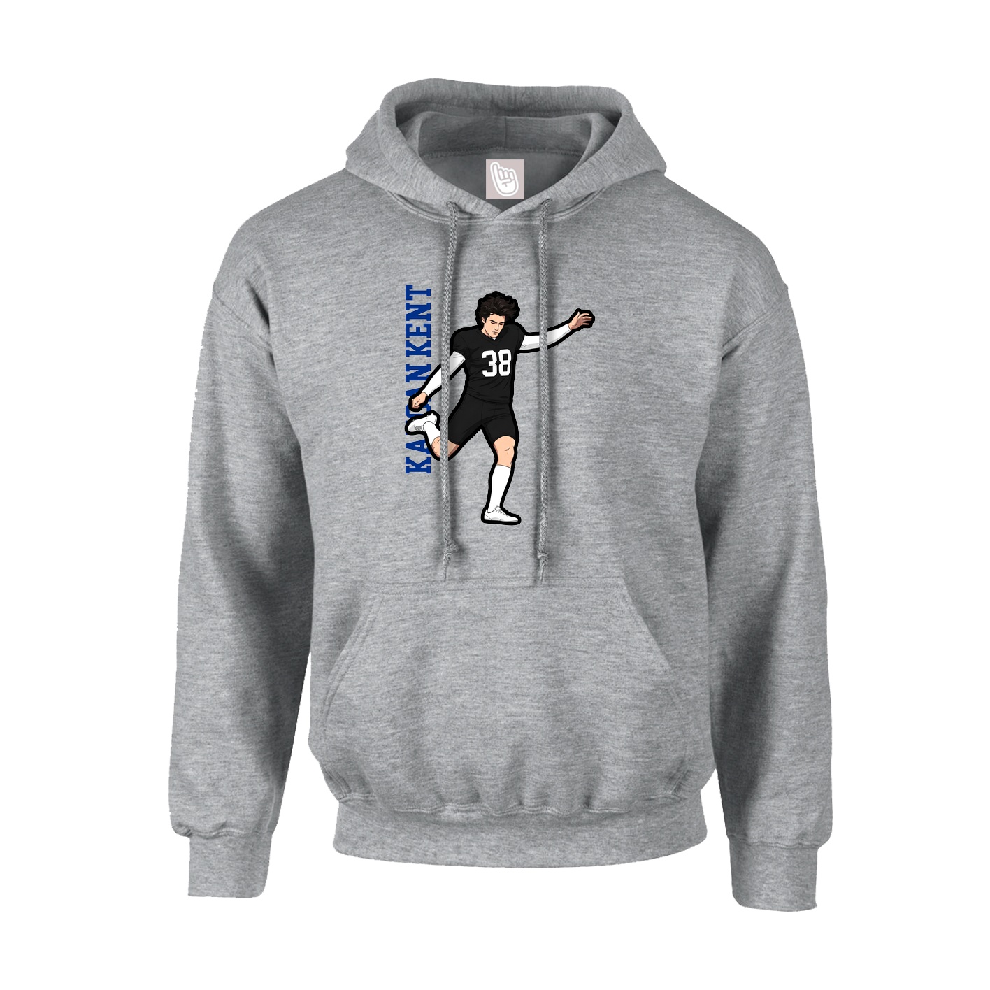 Hoodie — Name Vertical in Grey