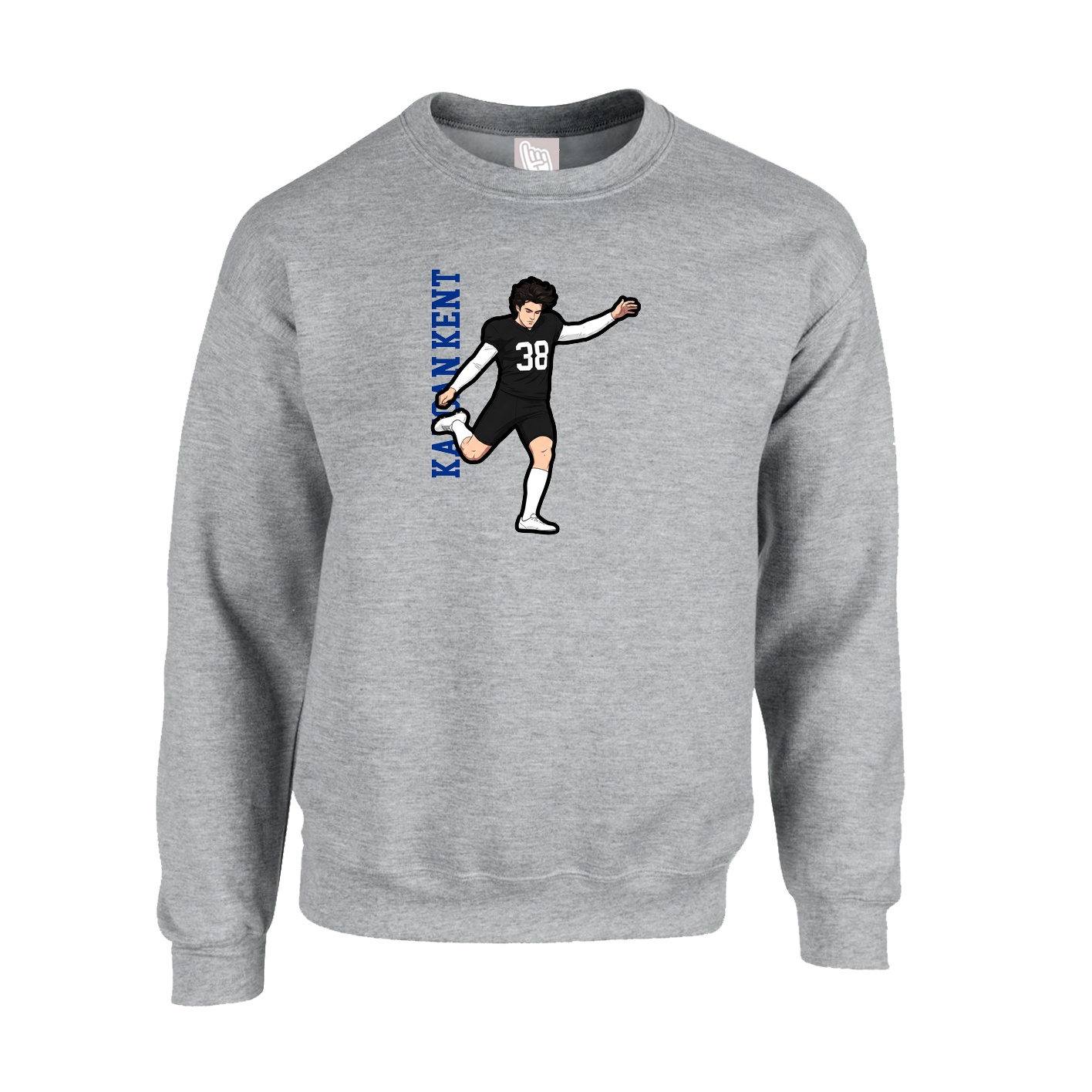 Fleece Crew — Name Vertical in Grey