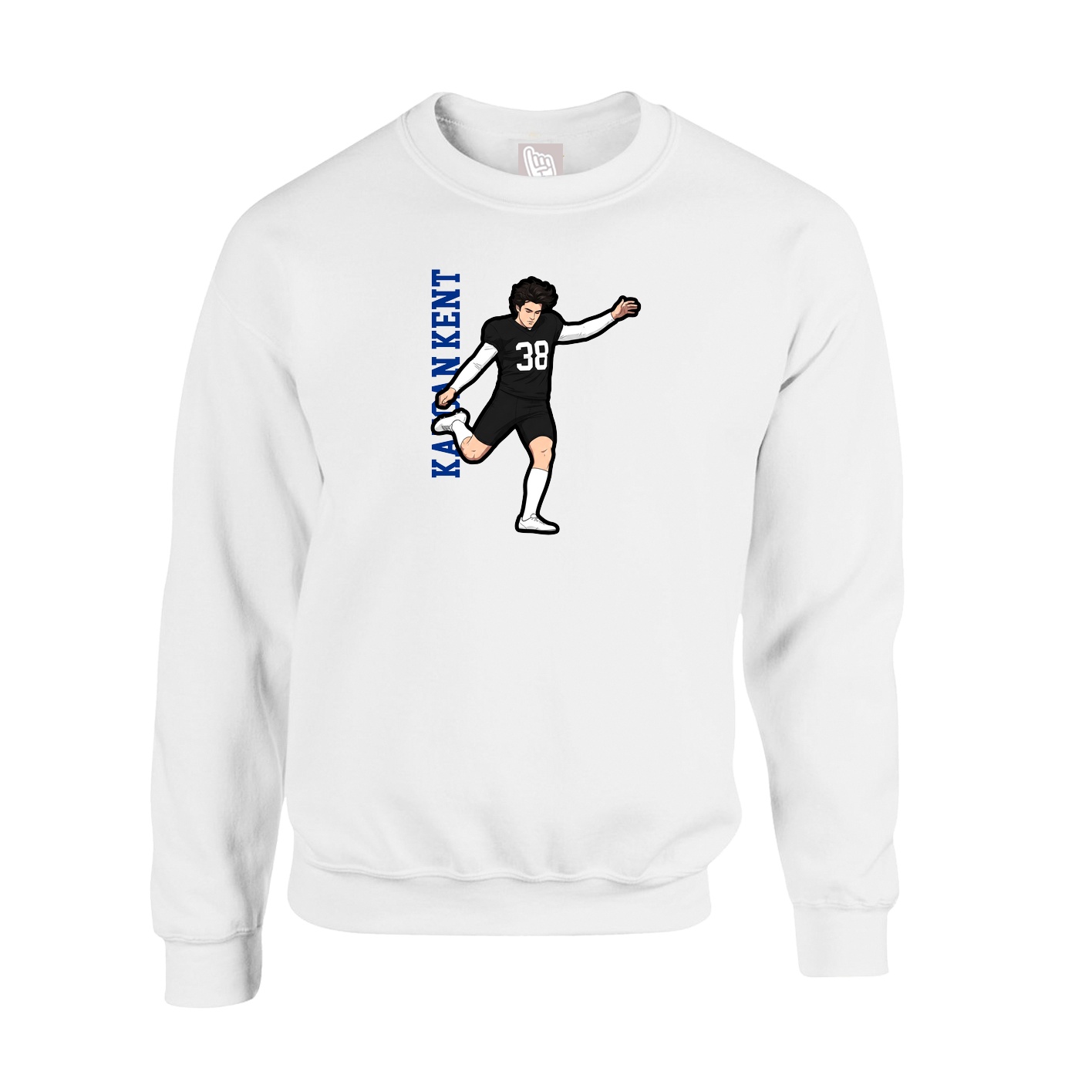 Fleece Crew — Name Vertical in White