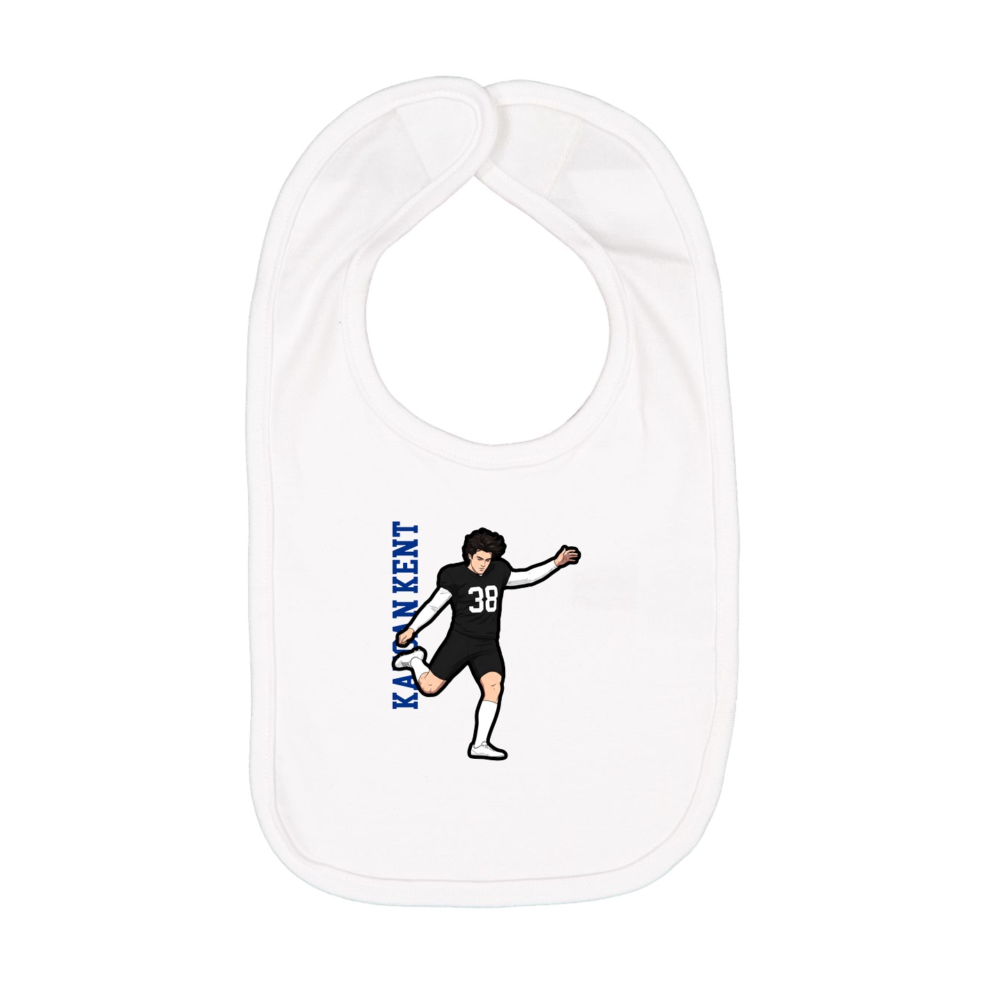 Infant Bib — Name Vertical in White