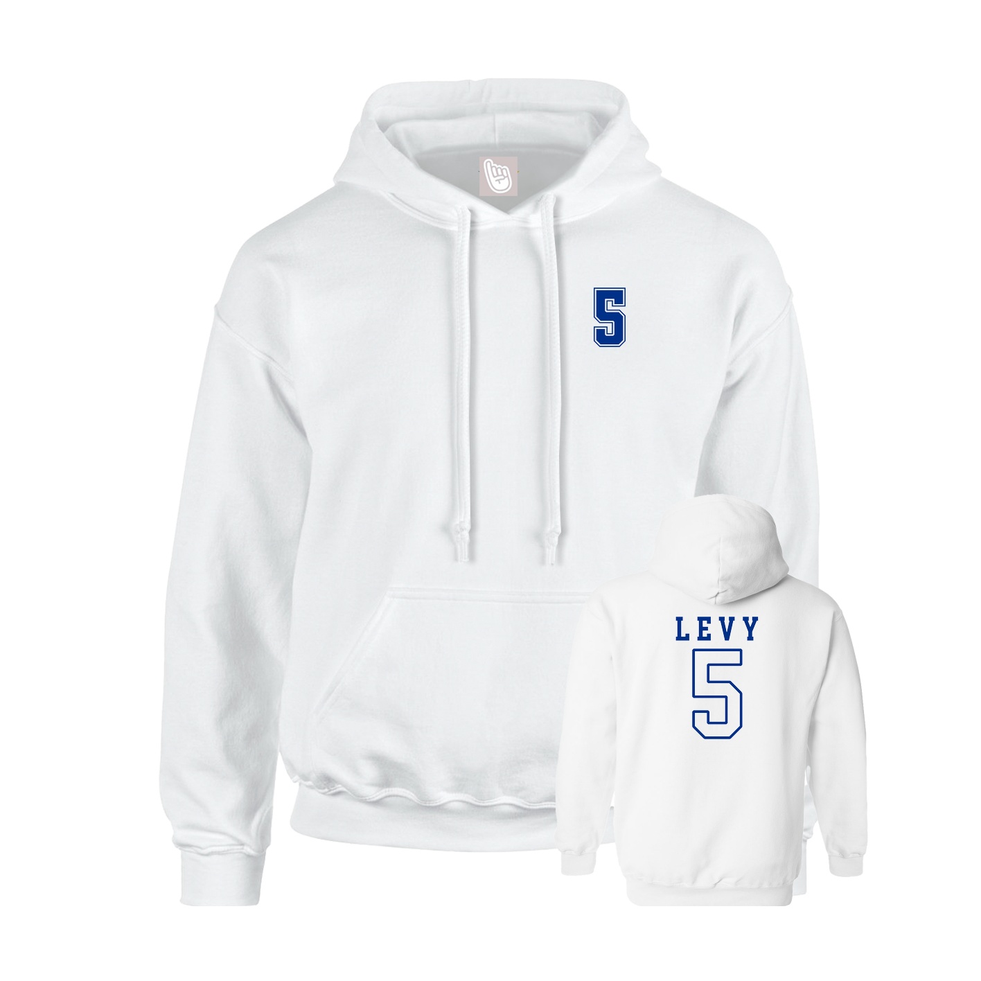 Youth Hoodie — Chest Back in White
