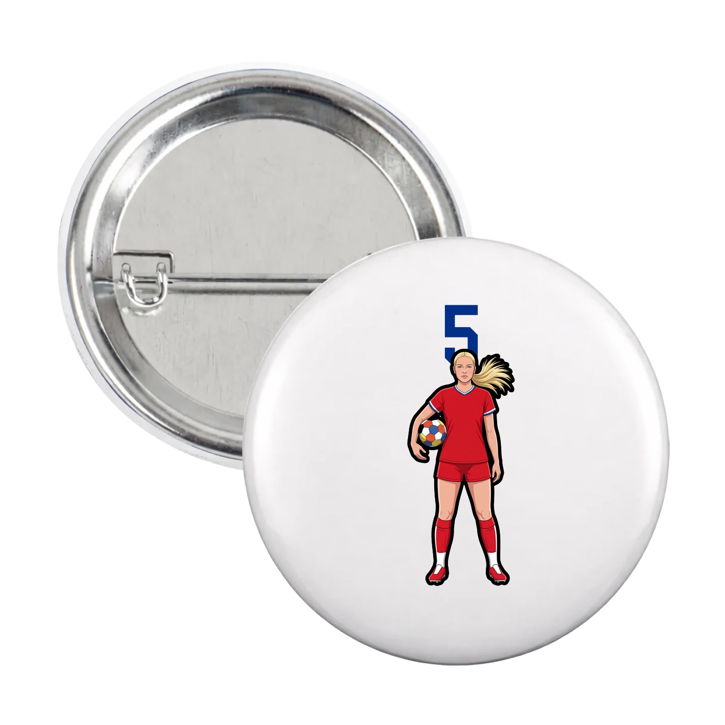 Game Day Button — Number Top in White