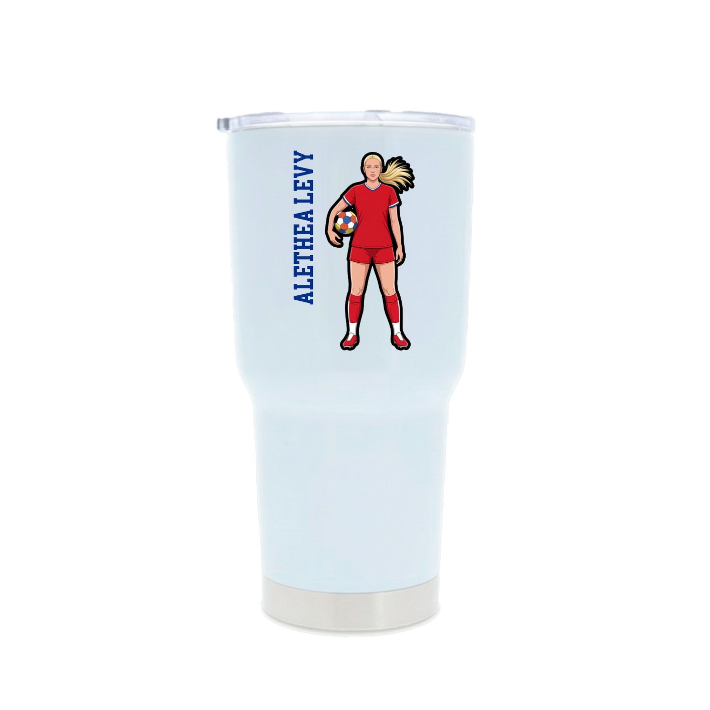 30oz Stainless Steel Tumbler — Name Vertical in White
