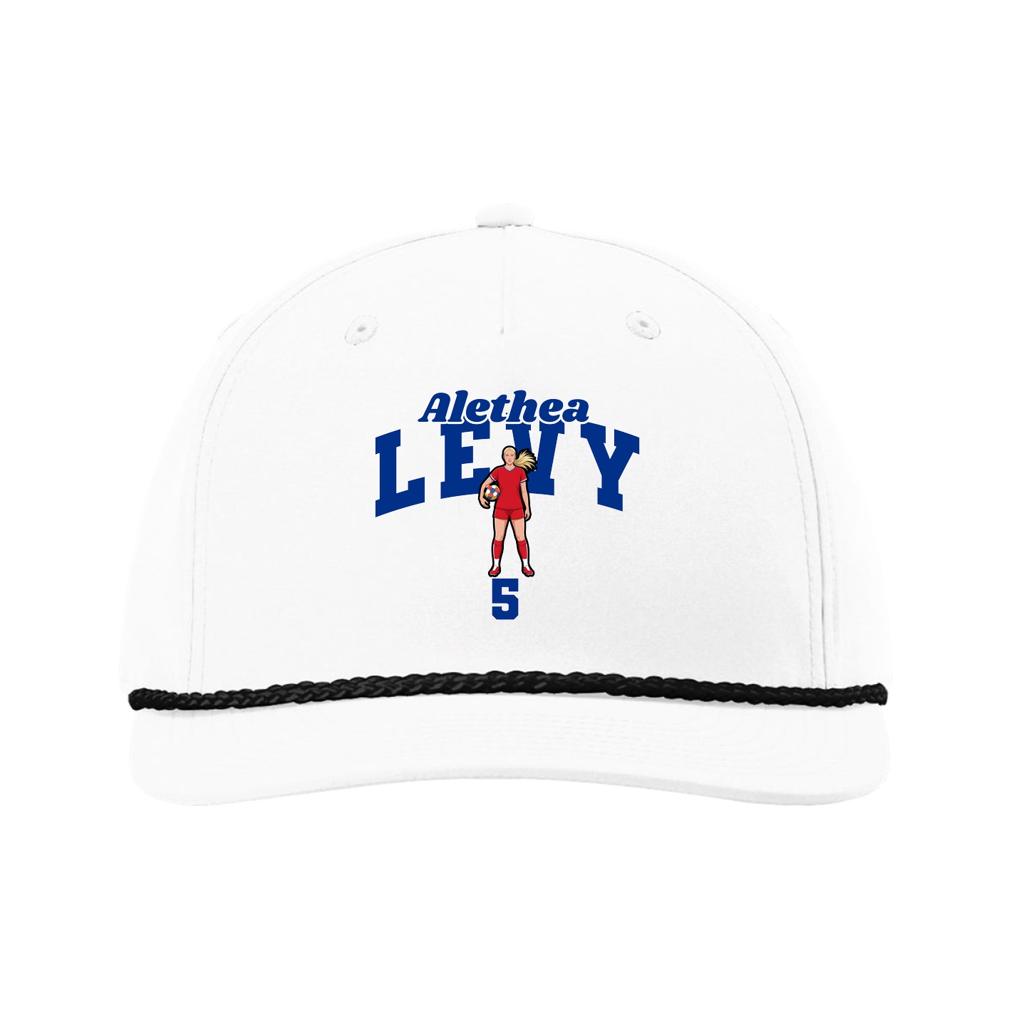 Five-Panel Classic Rope Cap — Signature Arch in White