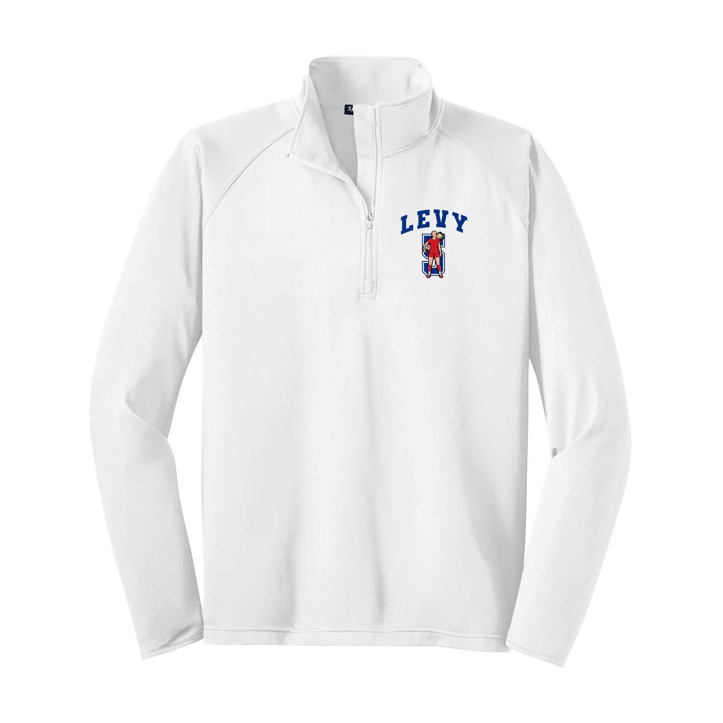 Q-Zip Pullover — Number in White