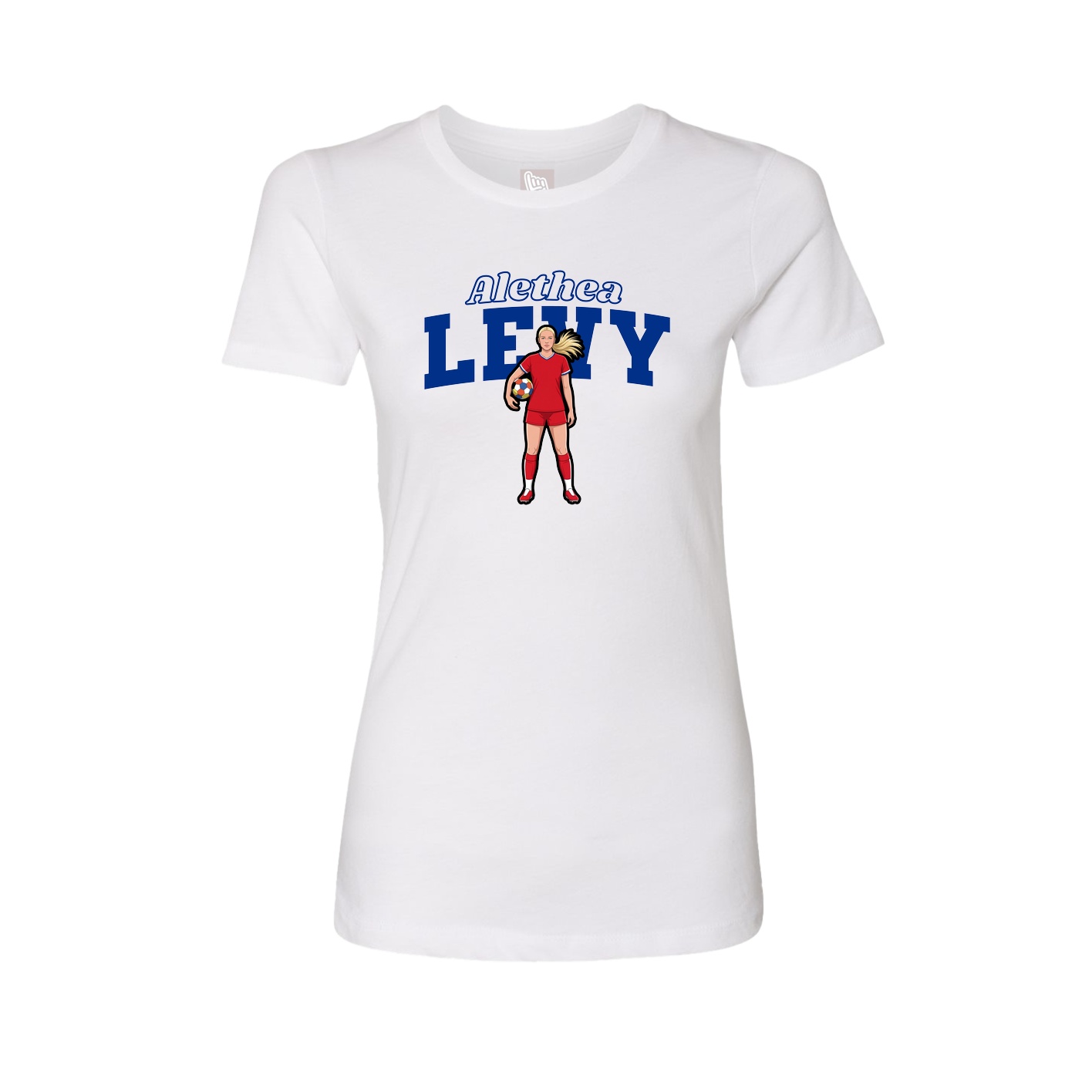 Fitted Women's Tee — Name Arch in White