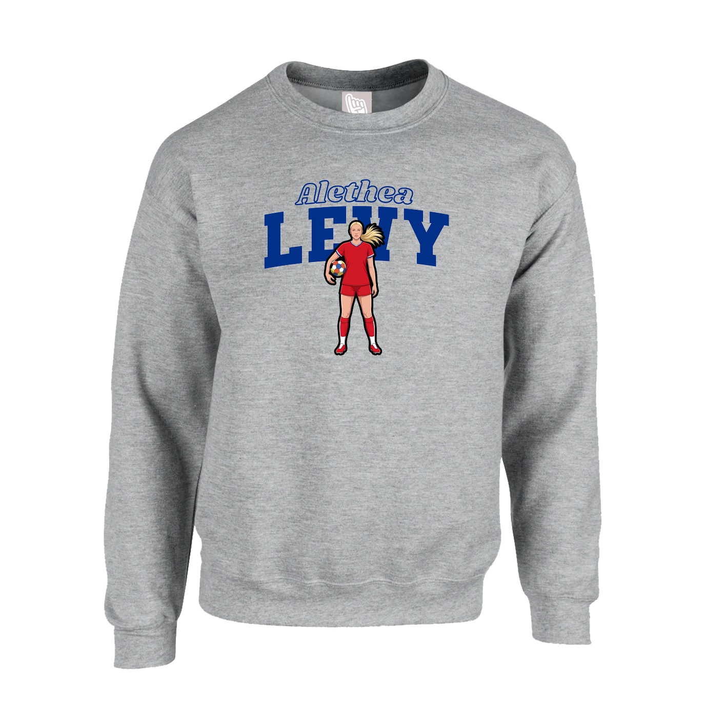 Fleece Crew — Name Arch in Grey