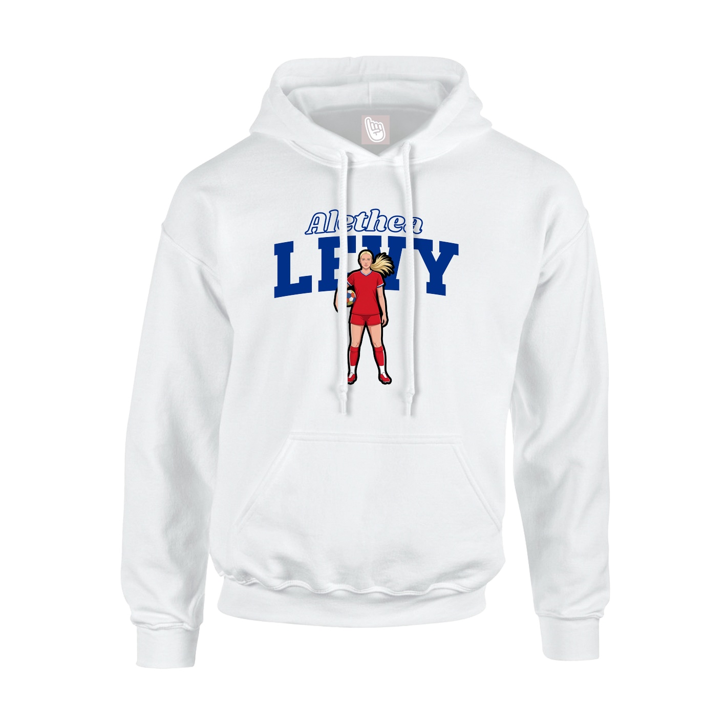 Youth Hoodie — Name Arch in White