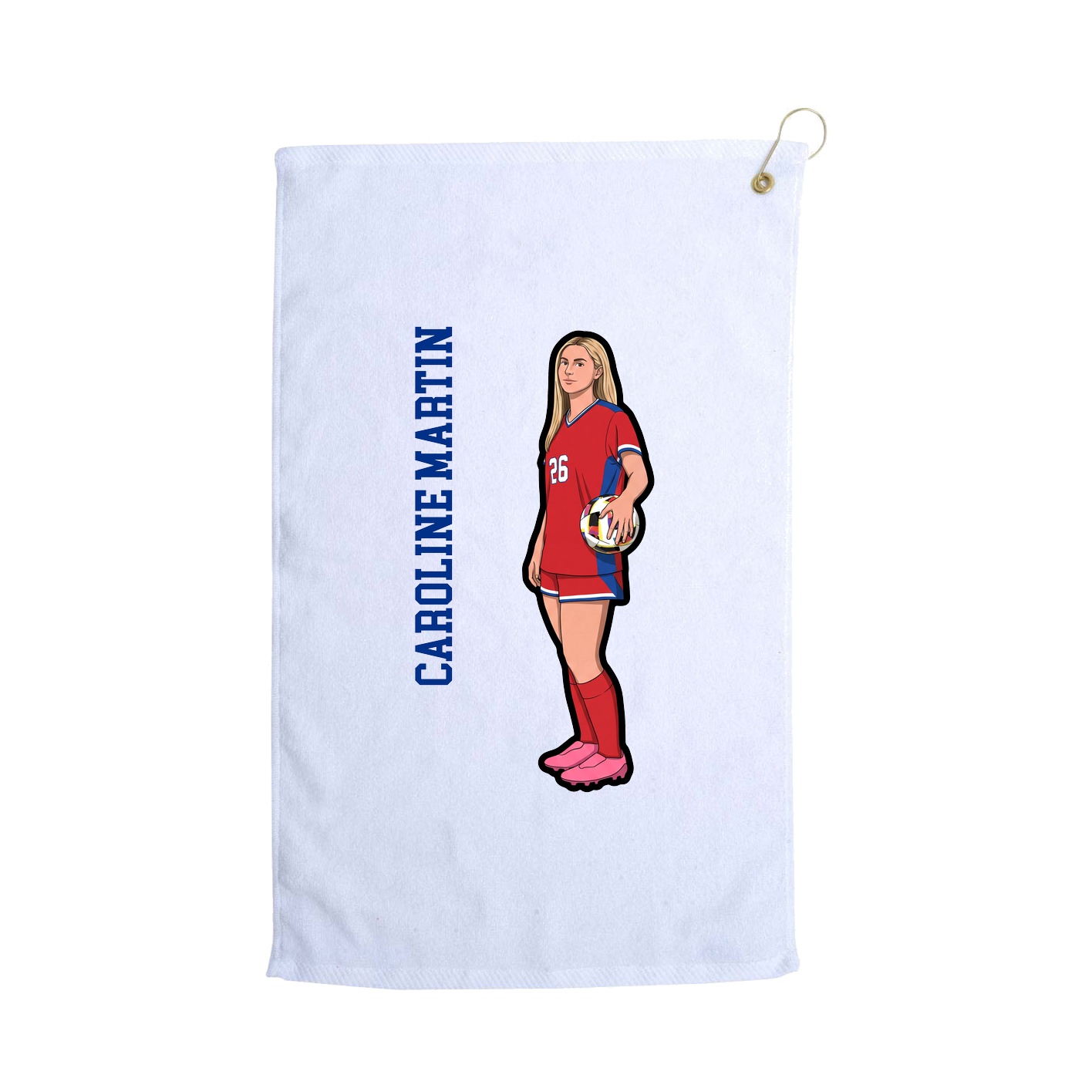 Golf Towel — Name Vertical in White