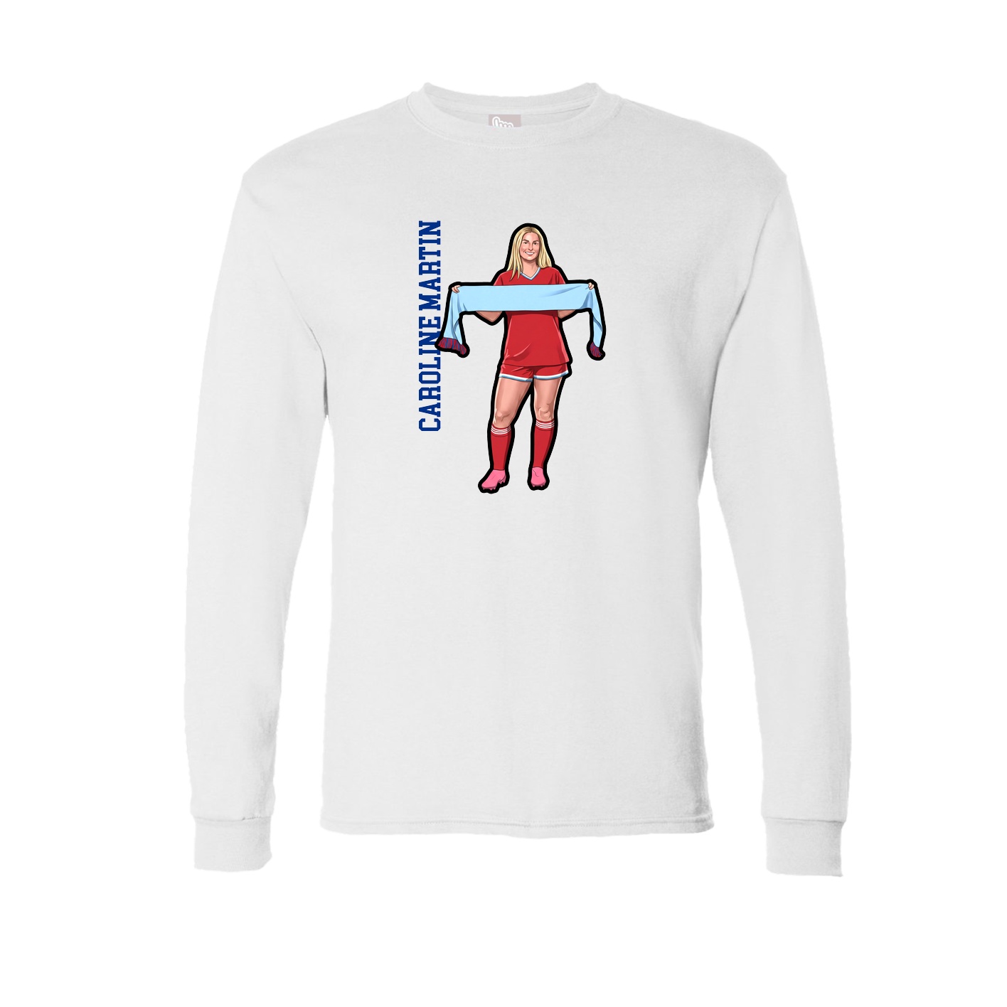 Long Sleeve Tee — Name Vertical in White