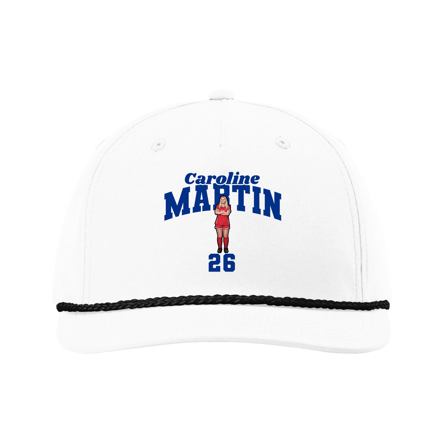 Five-Panel Classic Rope Cap — Signature Arch in White