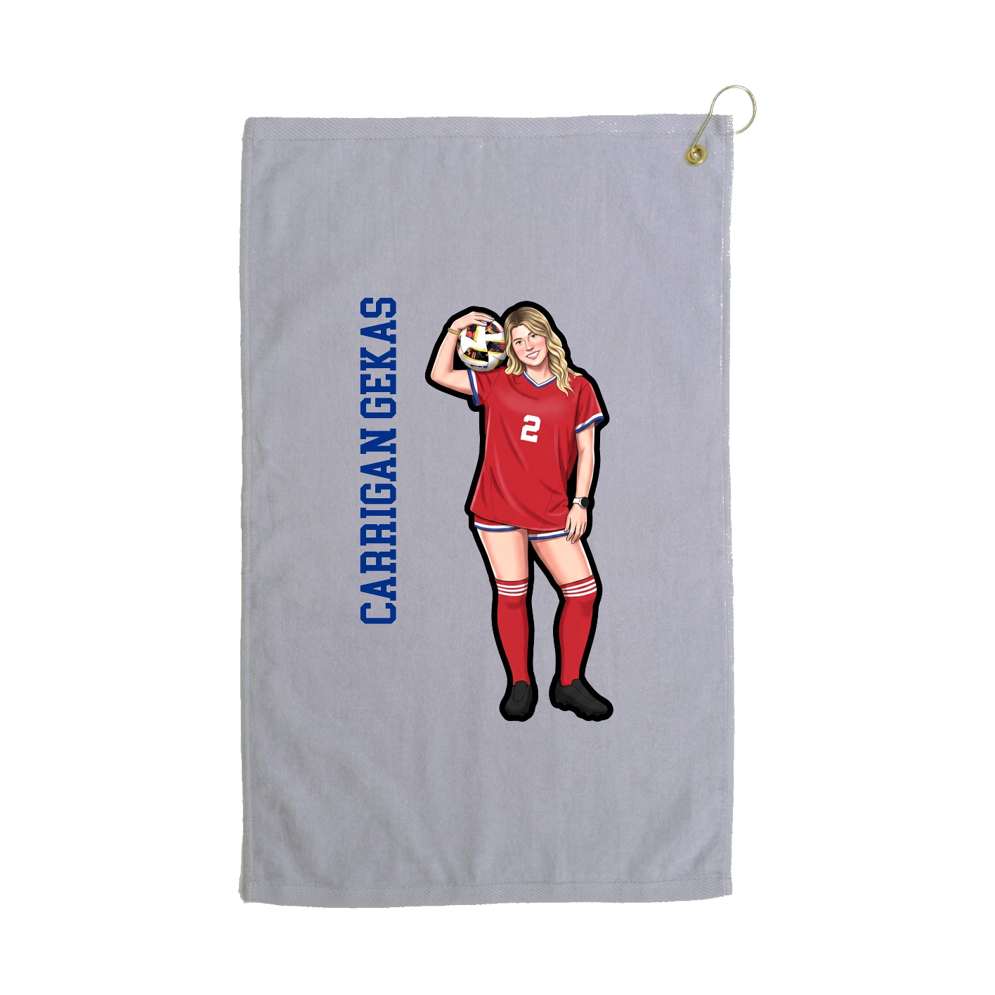 Golf Towel — Name Vertical in Grey