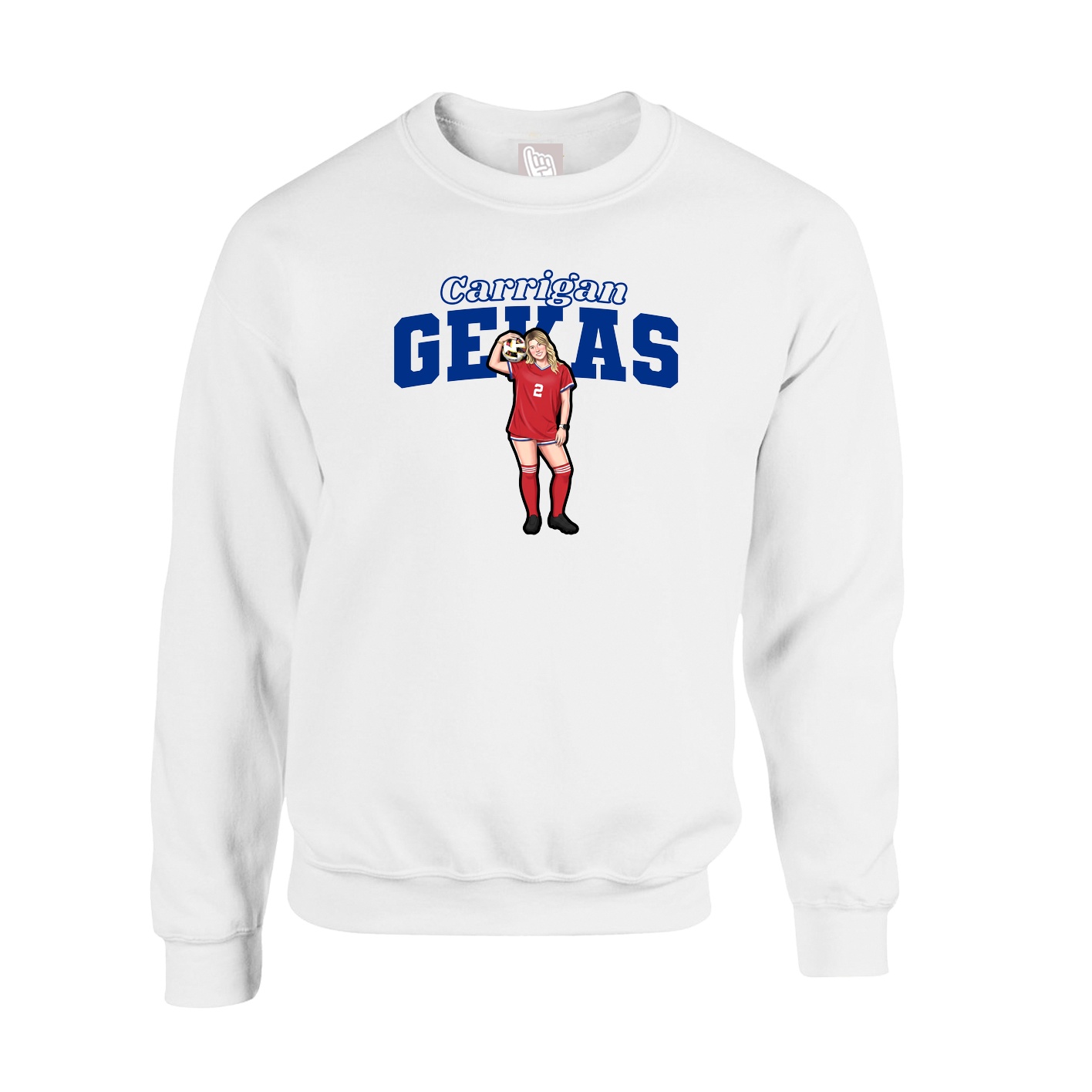 Fleece Crew — Name Arch in White