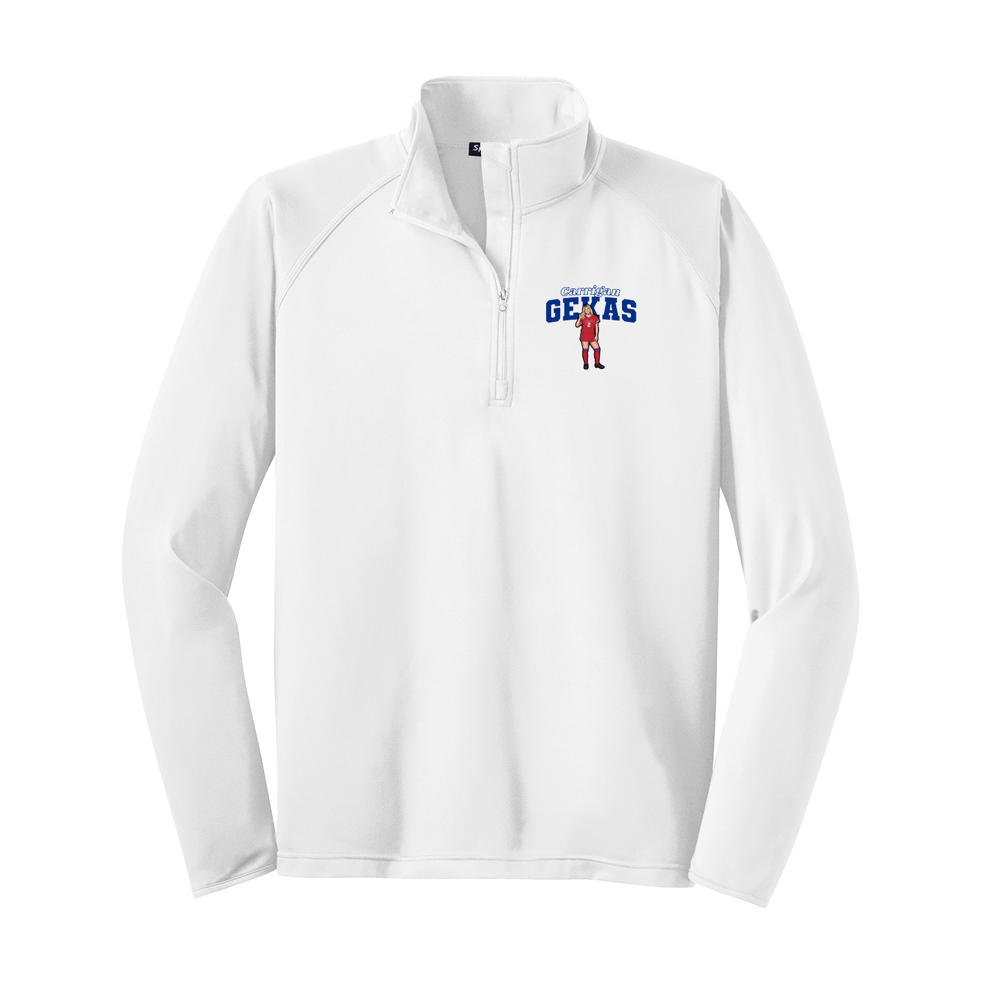 Q-Zip Pullover — Name Arch in White