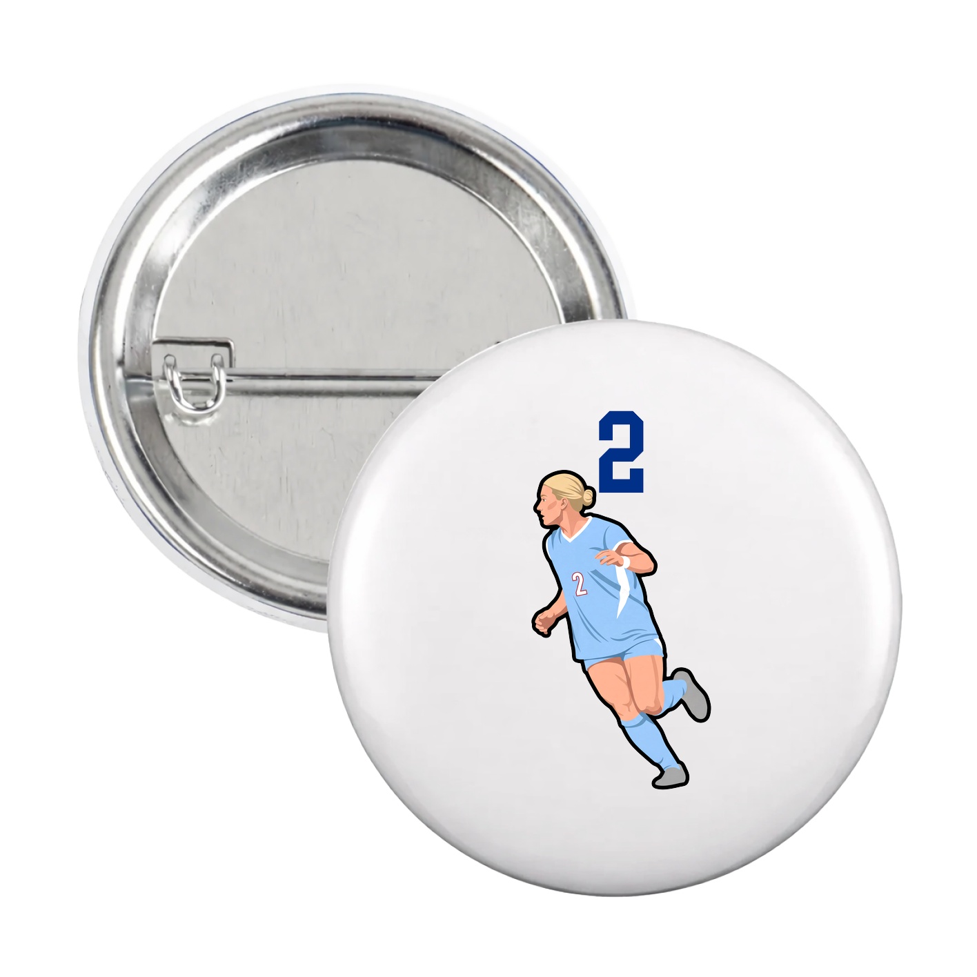 Game Day Button — Number Top in White