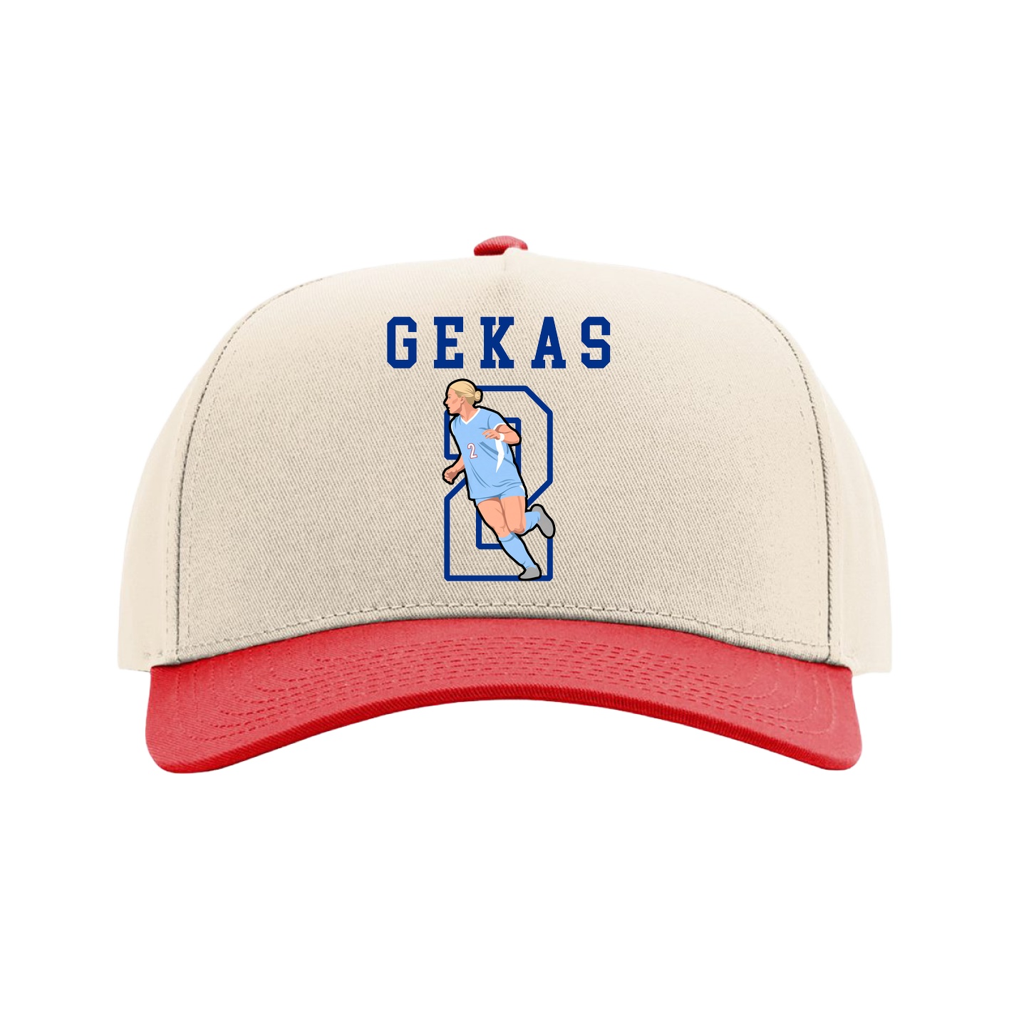 Full Fabric Five-Panel Champ Cap — Shirsey in Cream/Red