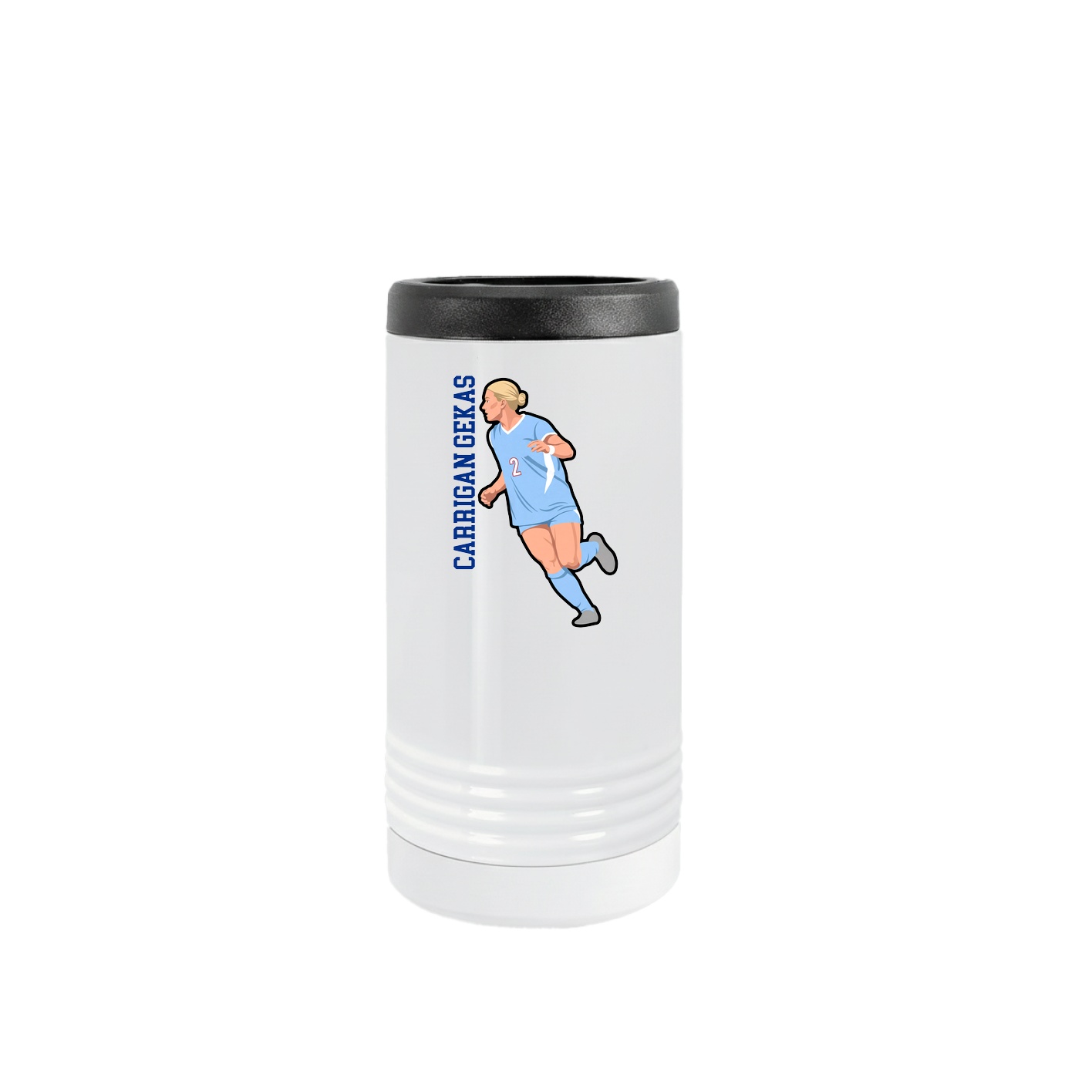 Slim Beverage Holder — Name Vertical in White
