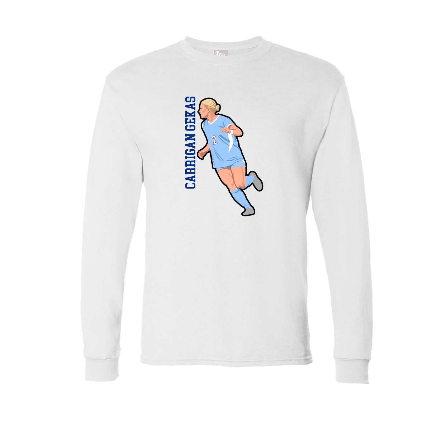 Long Sleeve Tee — Name Vertical in White