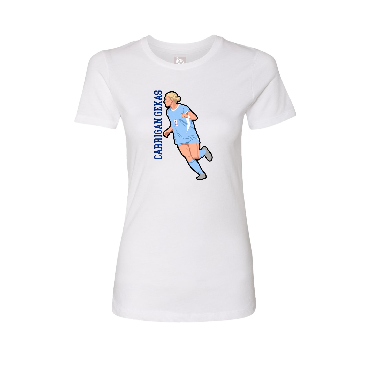 Fitted Women's Tee — Name Vertical in White