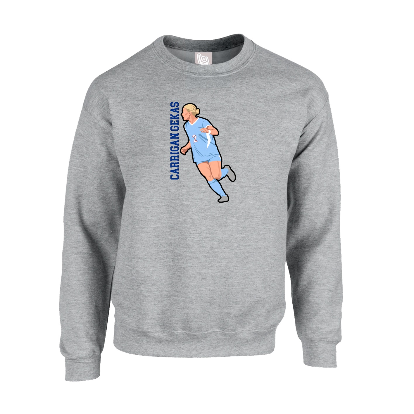 Fleece Crew — Name Vertical in Grey