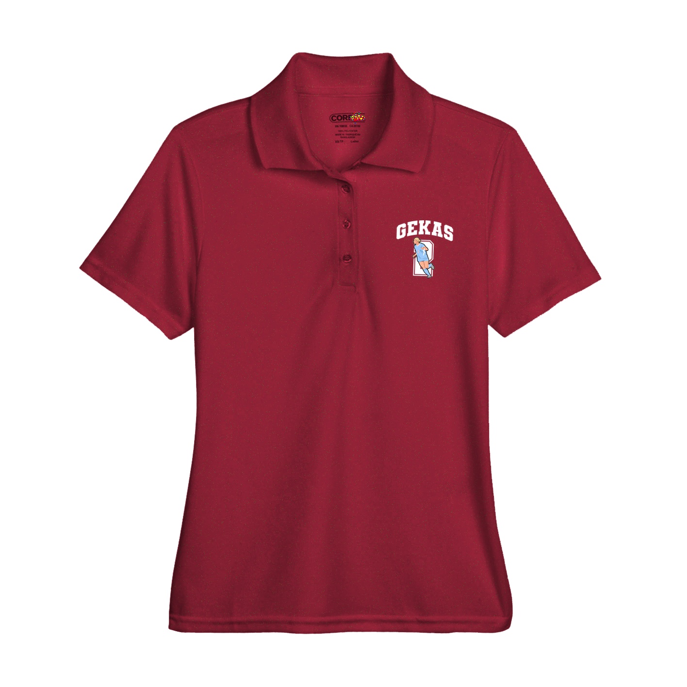 Womens Performance Polo — Number in Red
